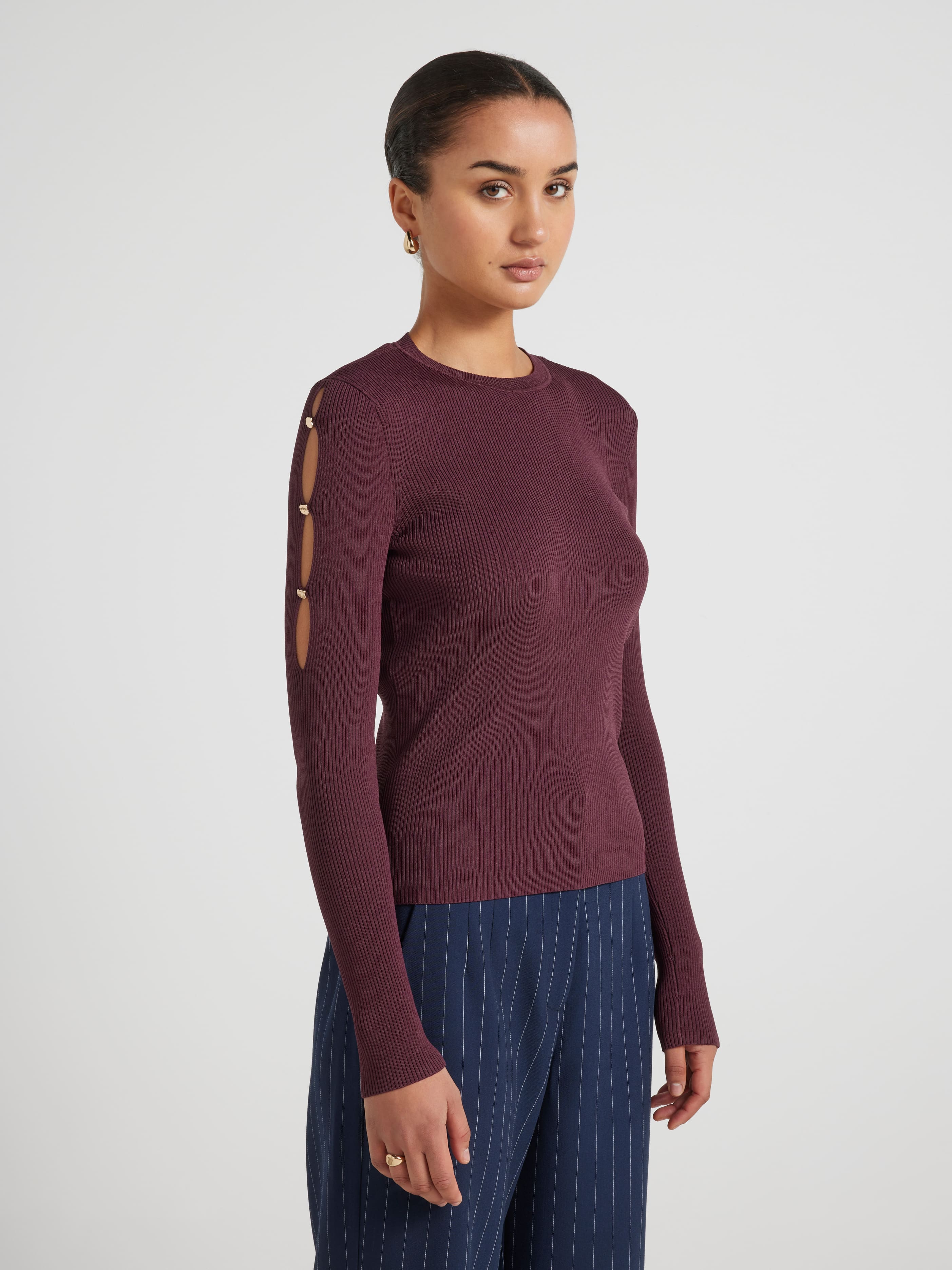 Holly Cut Out Shoulder Long Sleeve Knit