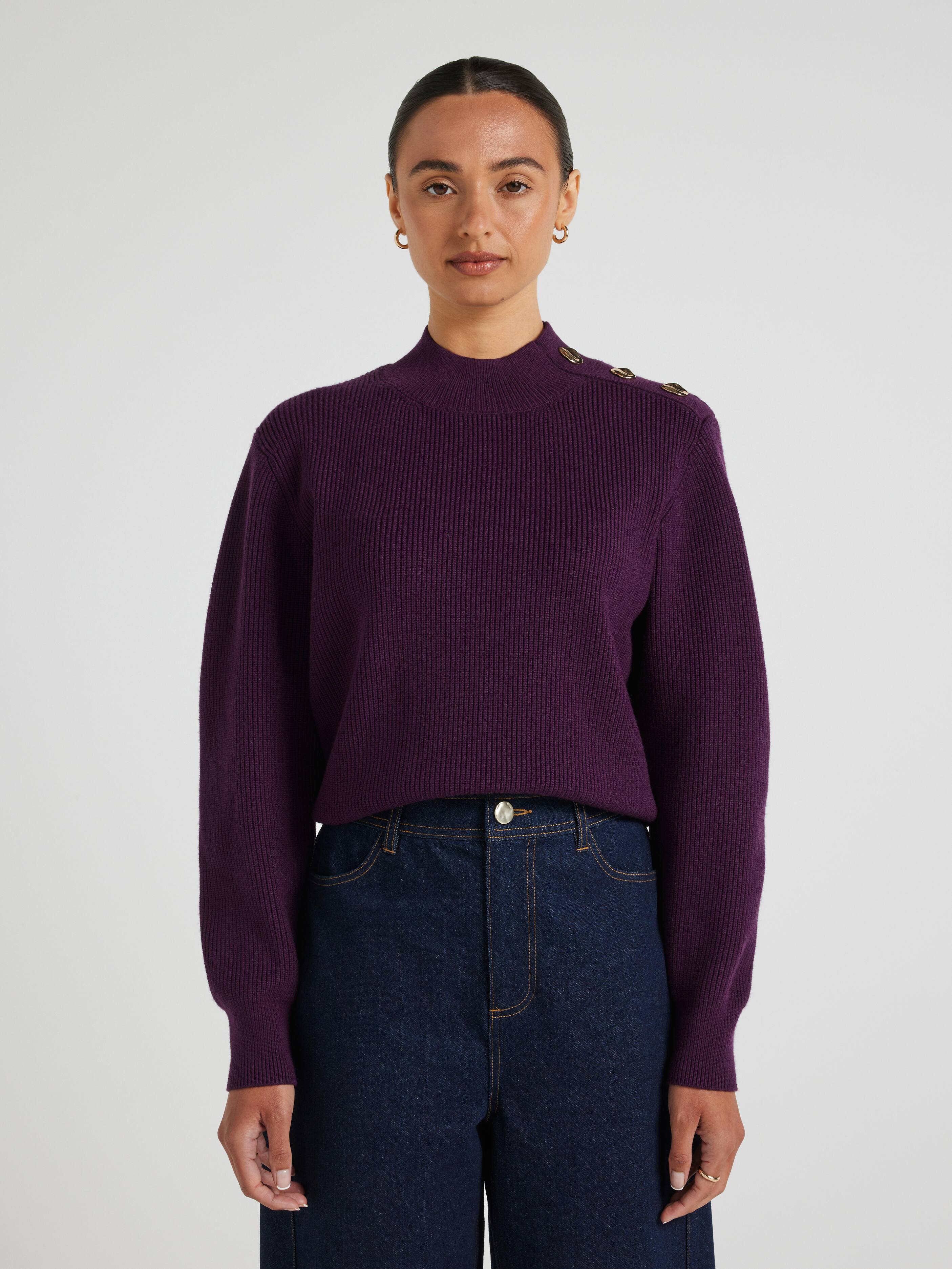 Nicole Button Shoulder Ls Knit