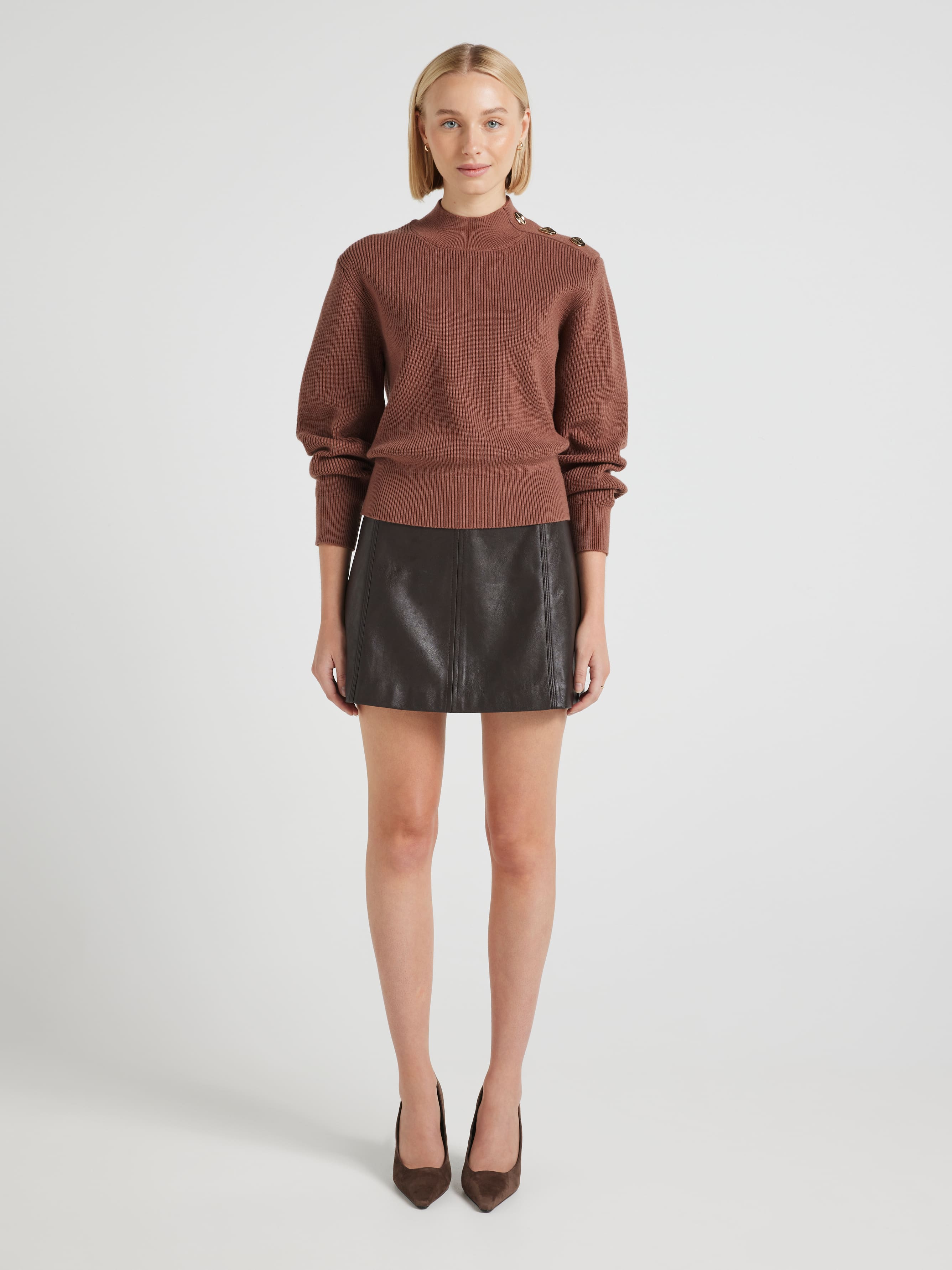 Nicole Button Shoulder Long Sleeve Knit