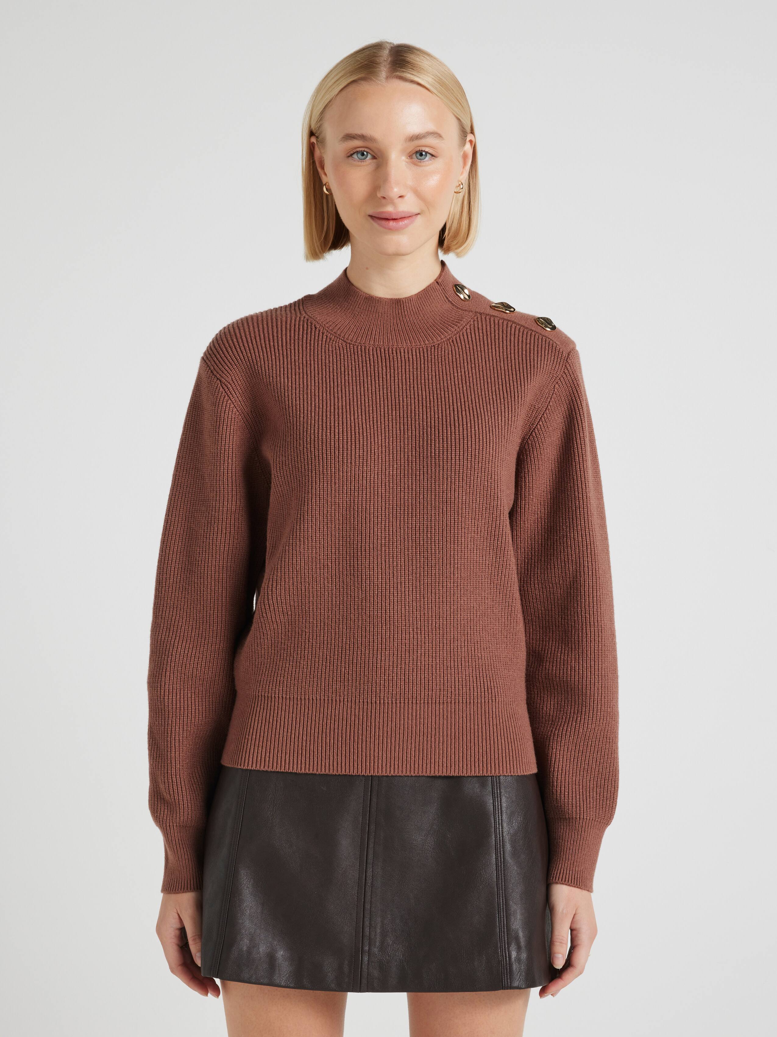 Nicole Button Shoulder Long Sleeve Knit