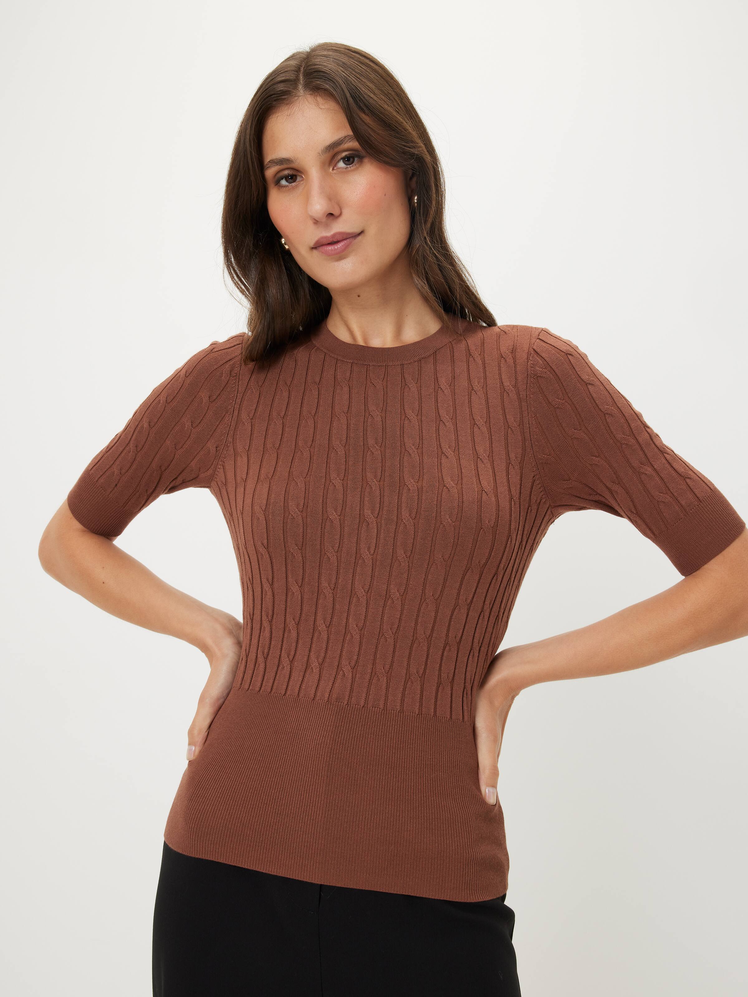 Alexa Short Sleeve Cable Knit