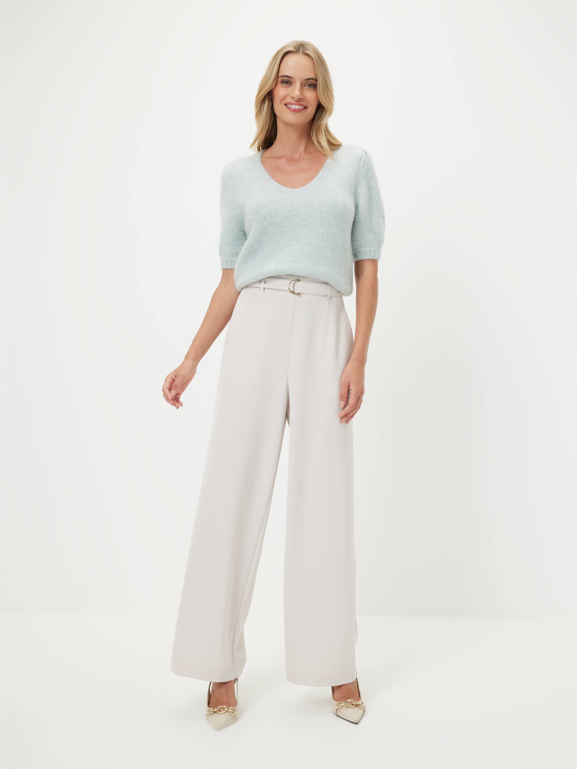 Short Sleeve Fluffy V Neck