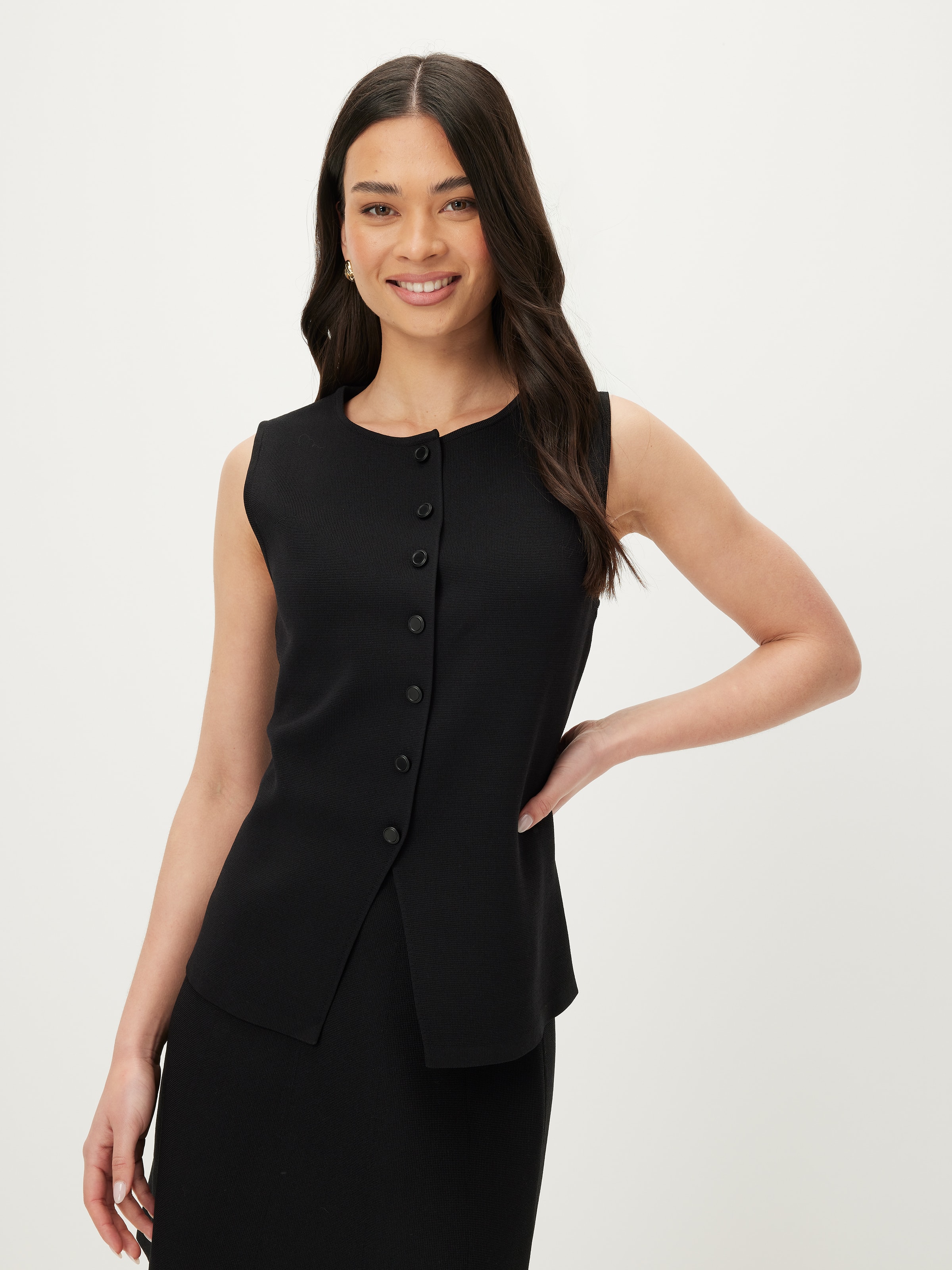 Mia Boat Neck Button Up Vest
