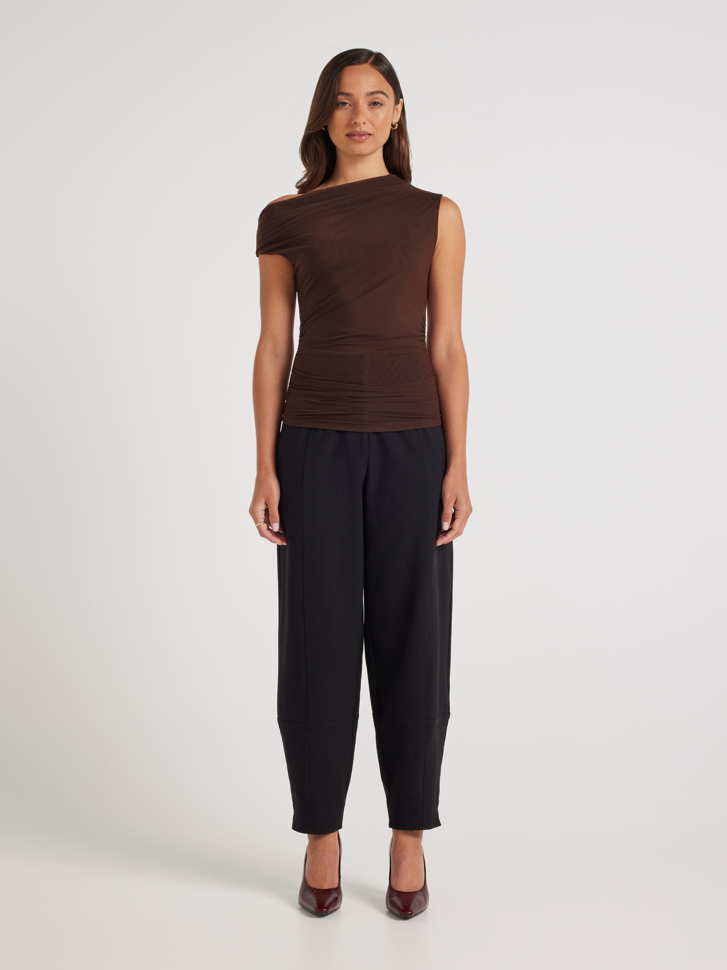 Maddie Mesh Tip Shoulder Top