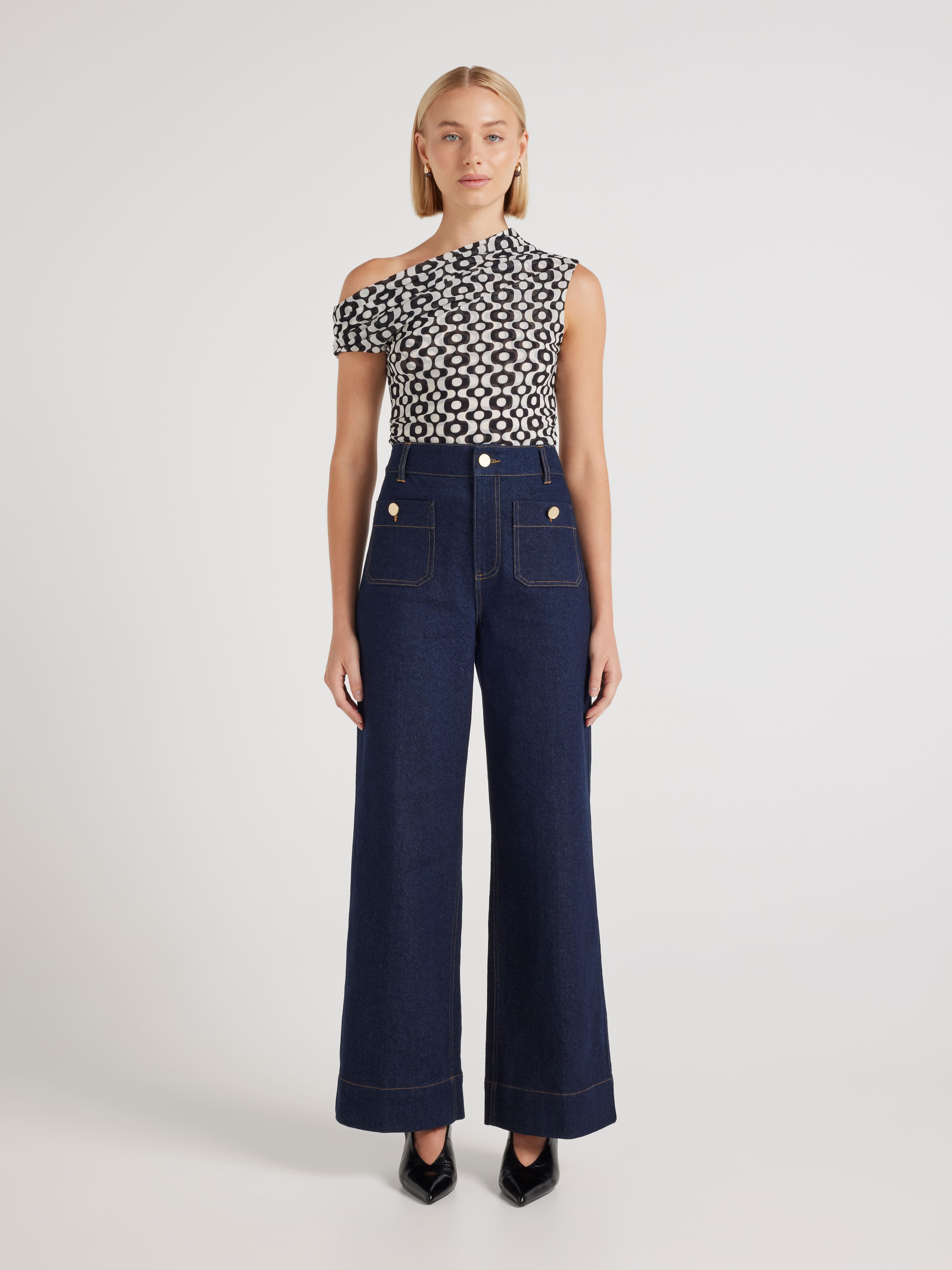 Maddie Mesh Tip Shoulder Top