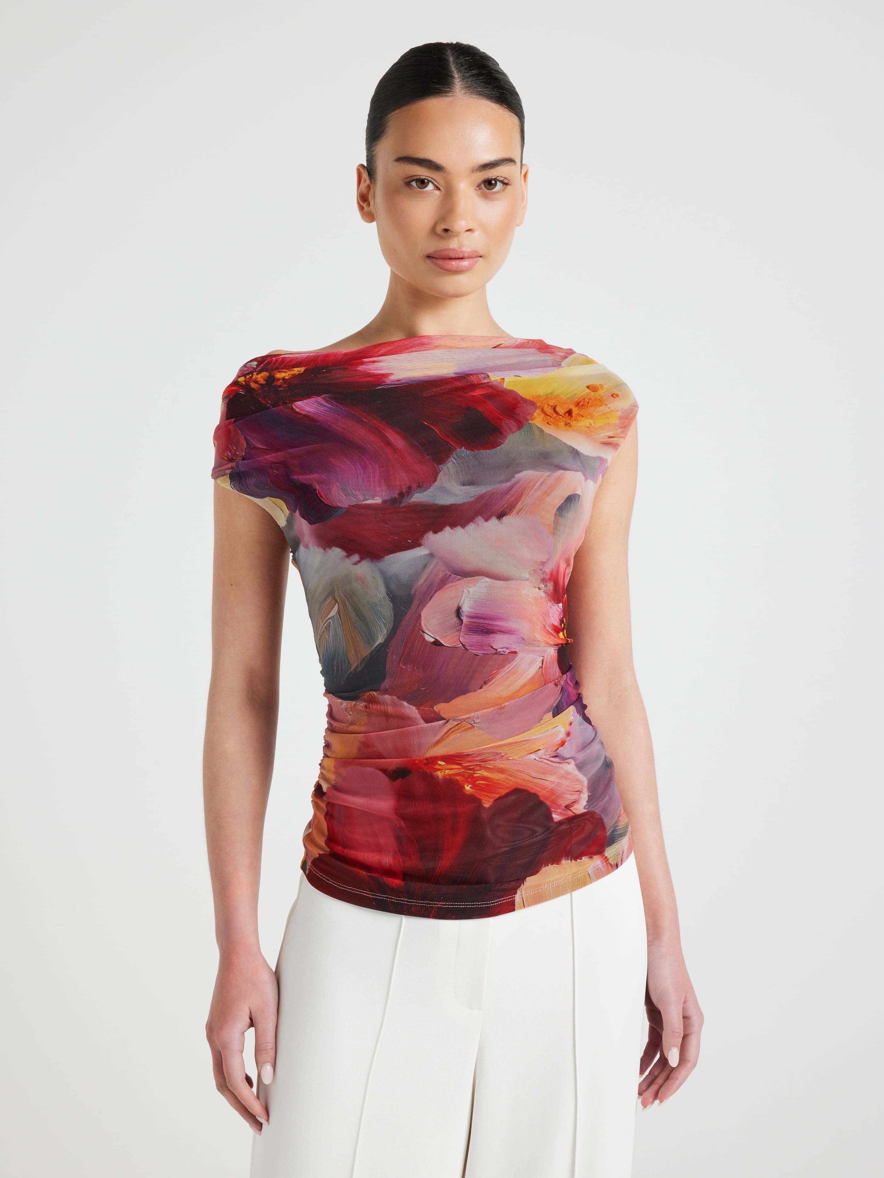 Maddie Mesh Tip Shoulder Top
