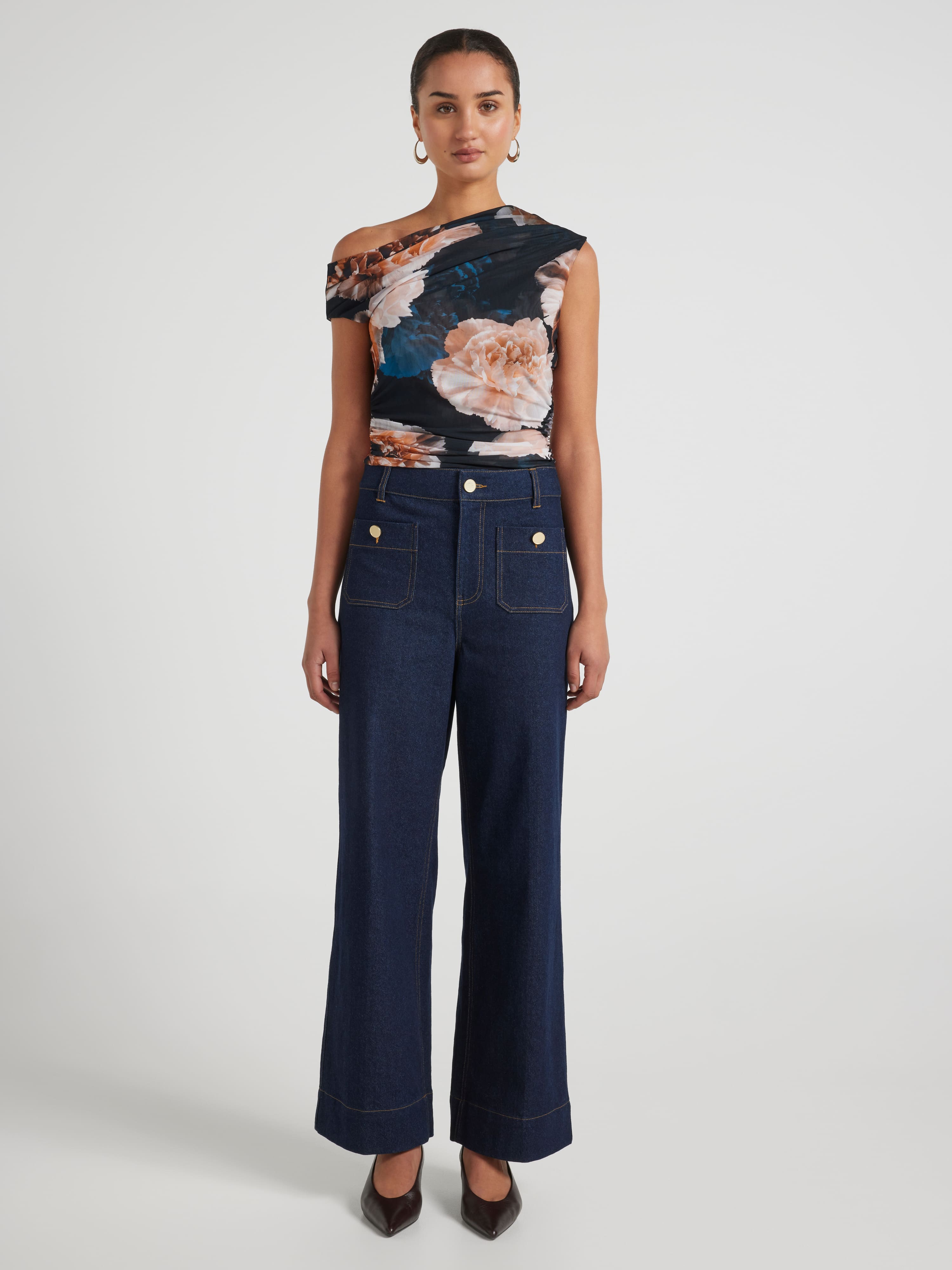 Maddie Mesh Tip Shoulder Top