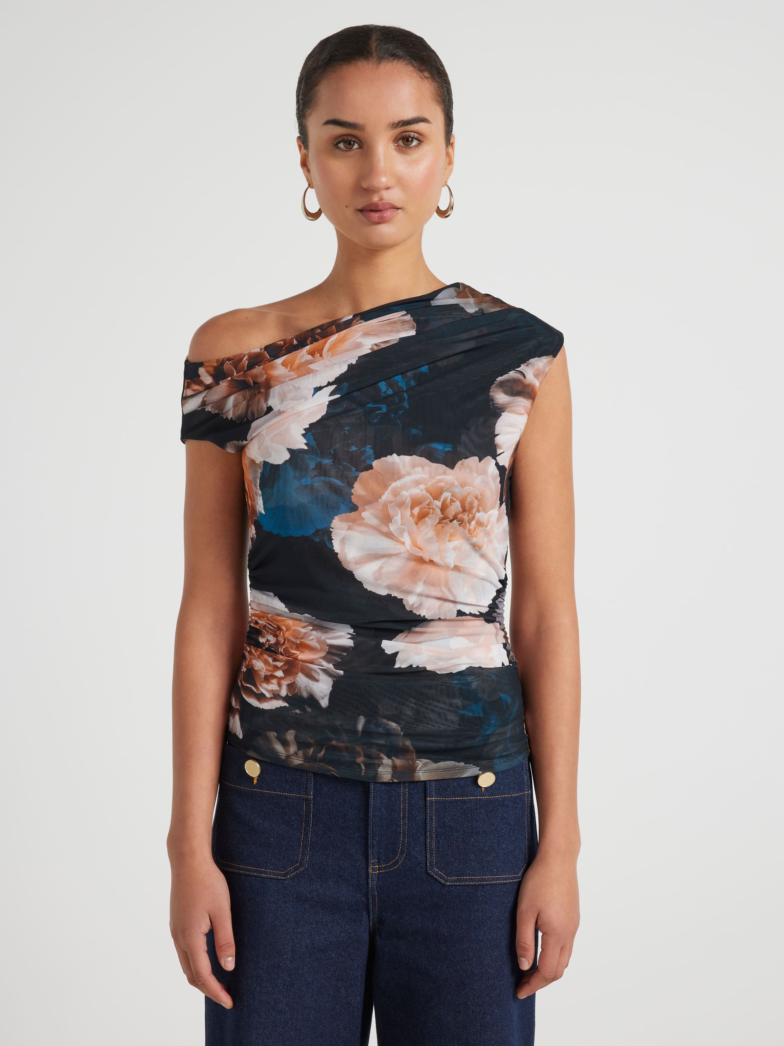 Maddie Mesh Tip Shoulder Top