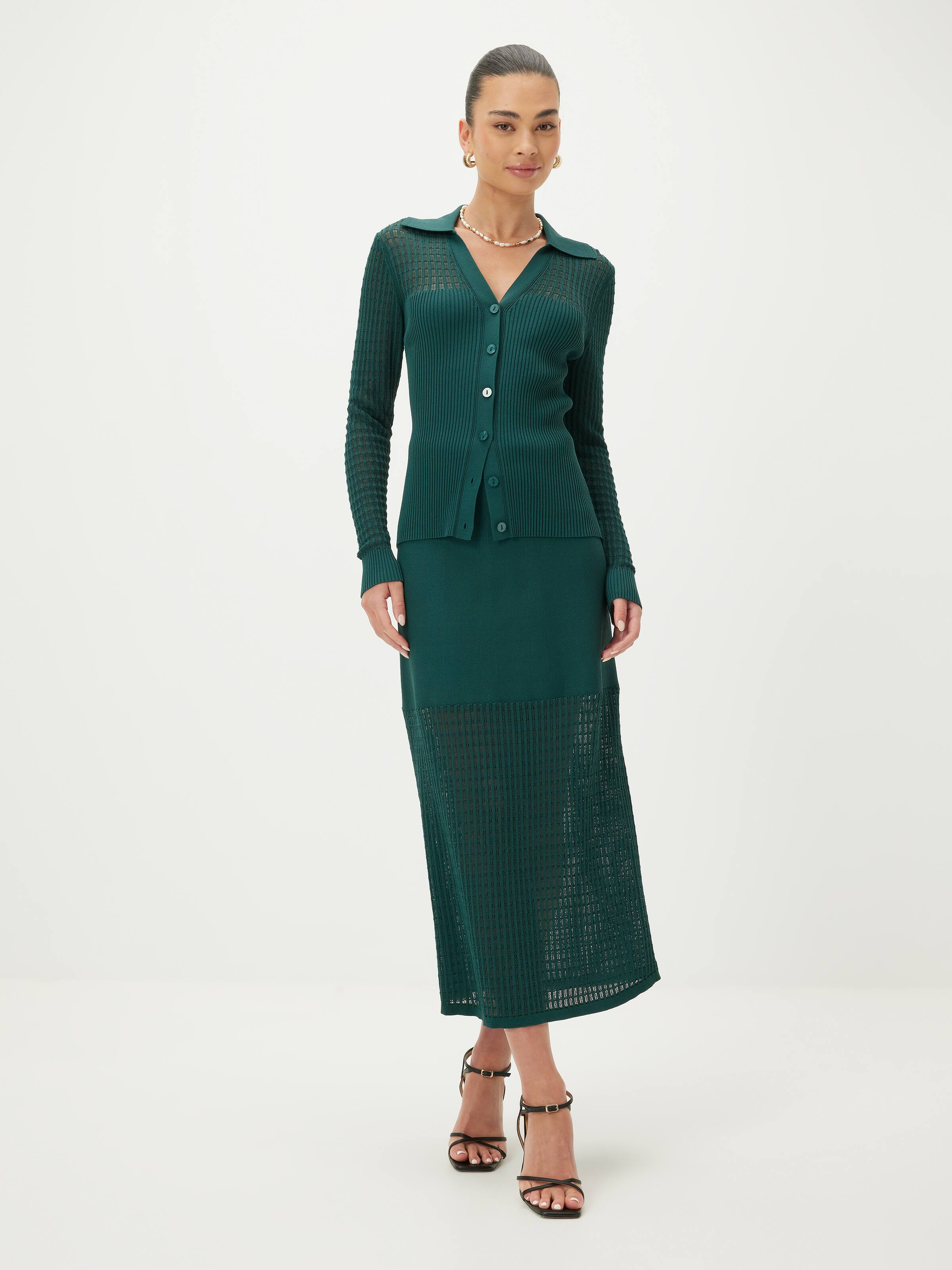 Zoe Pointelle Knit Midi Skirt