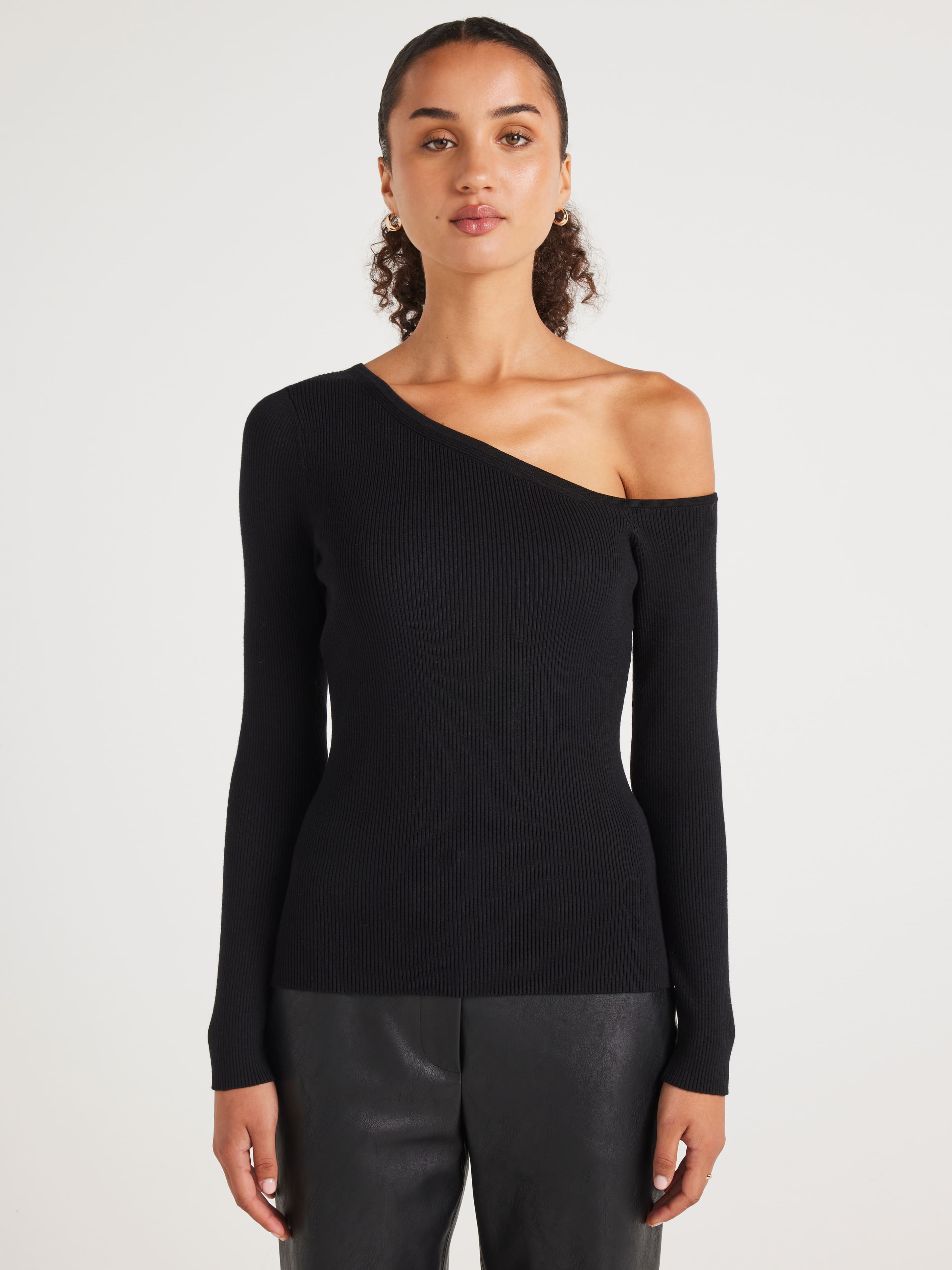 Skyla Asymmetrical Milano Long Sleeve Knit