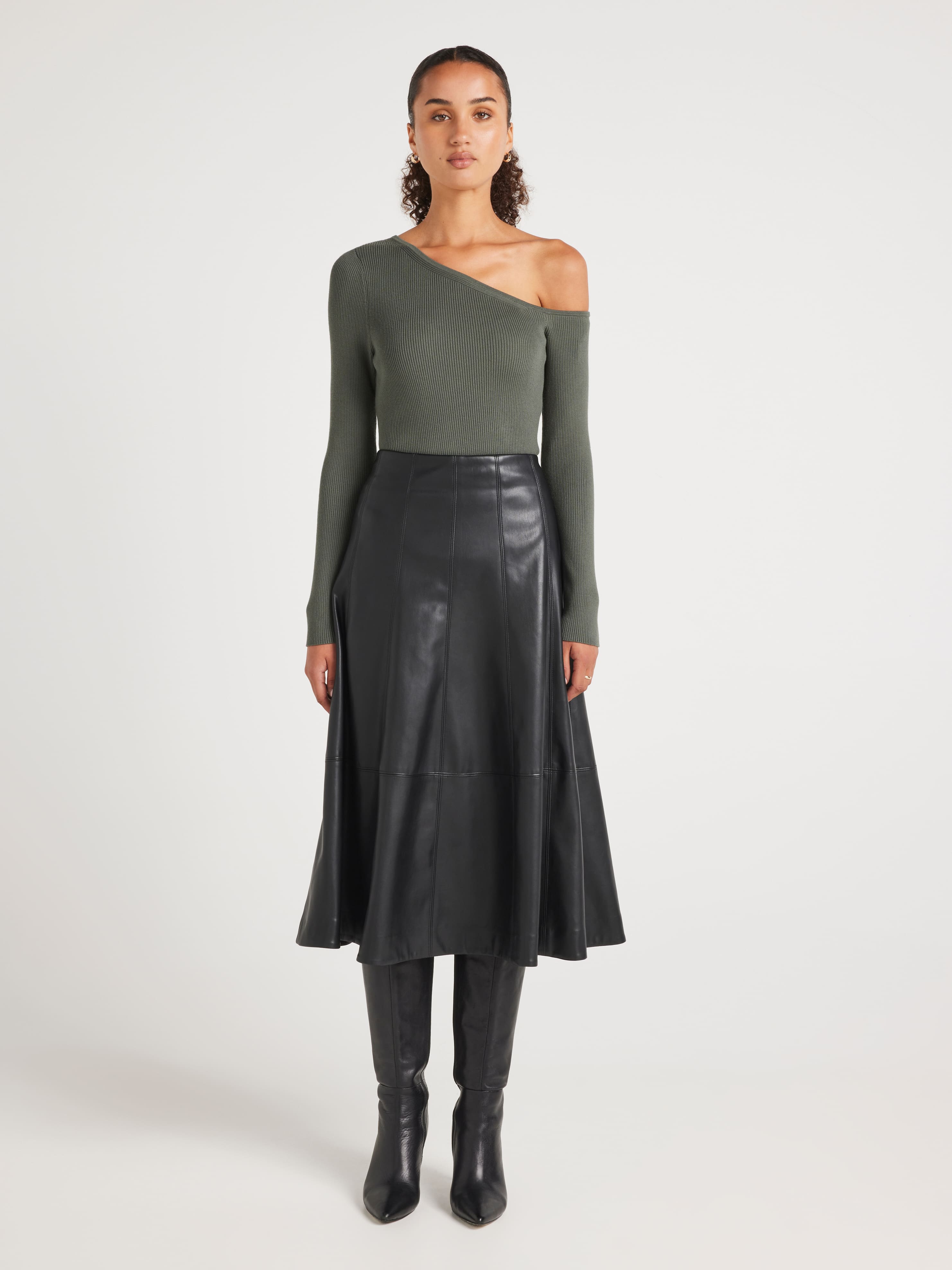 Skyla Asymmetrical Milano Long Sleeve Knit