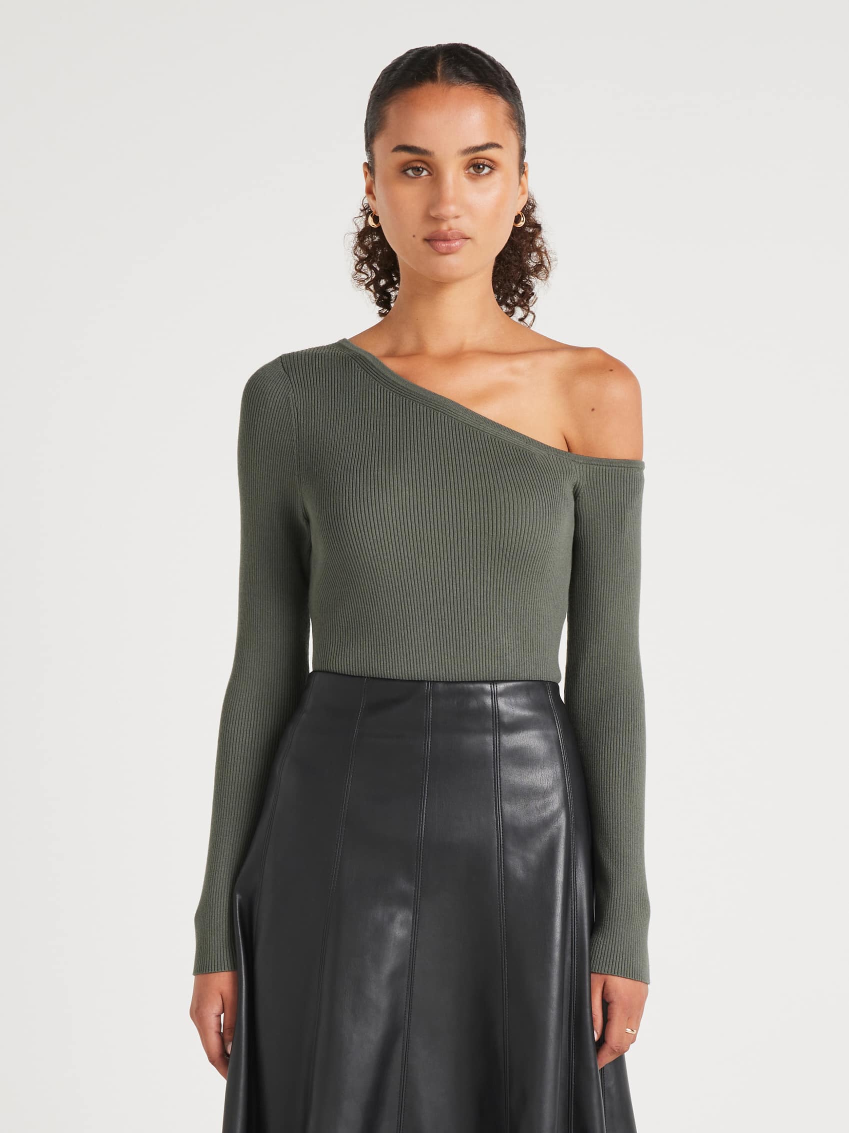 Skyla Asymmetrical Milano Long Sleeve Knit