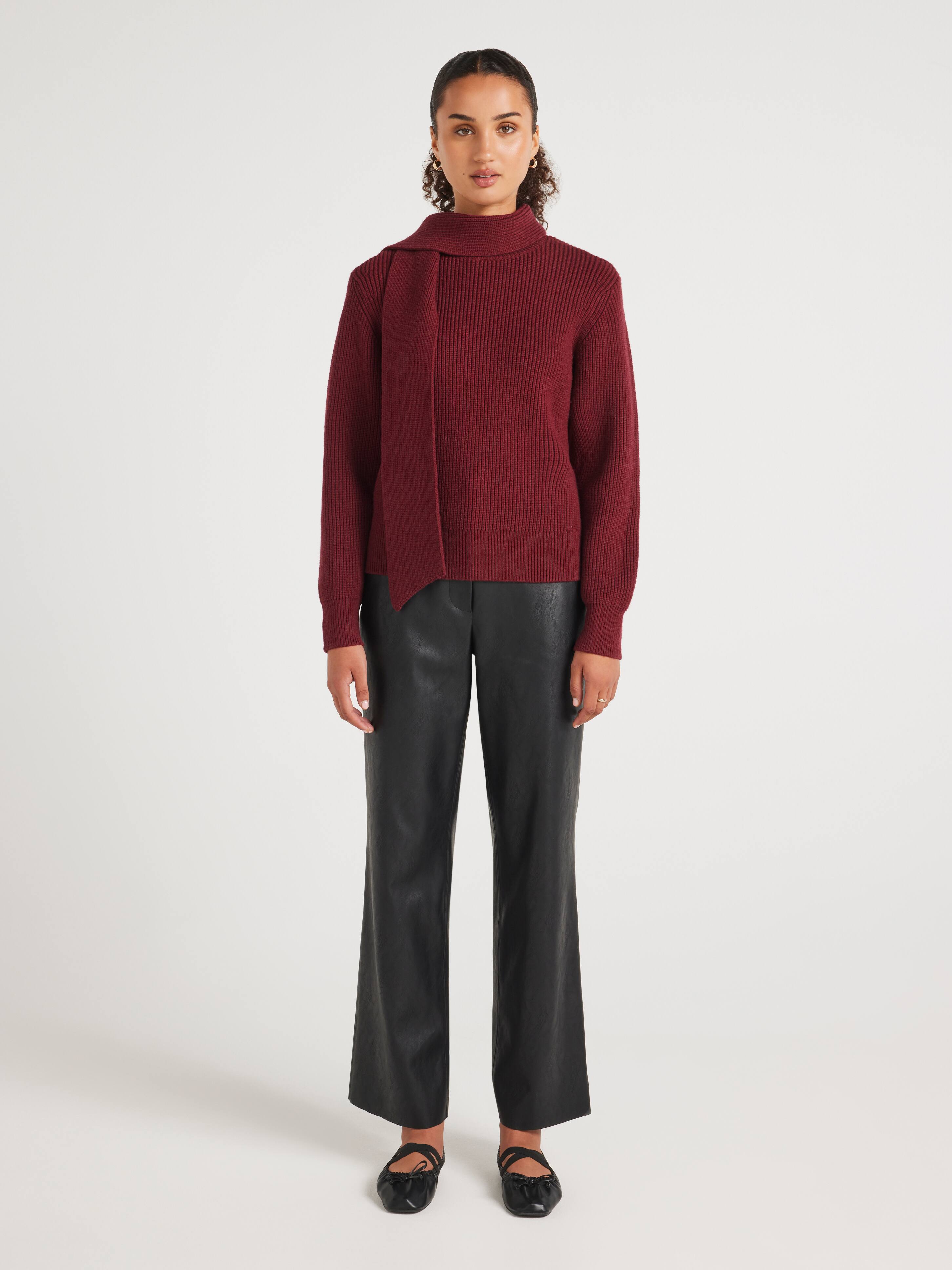 Kayleen Scarf Neck Tie Long Sleeve Knit