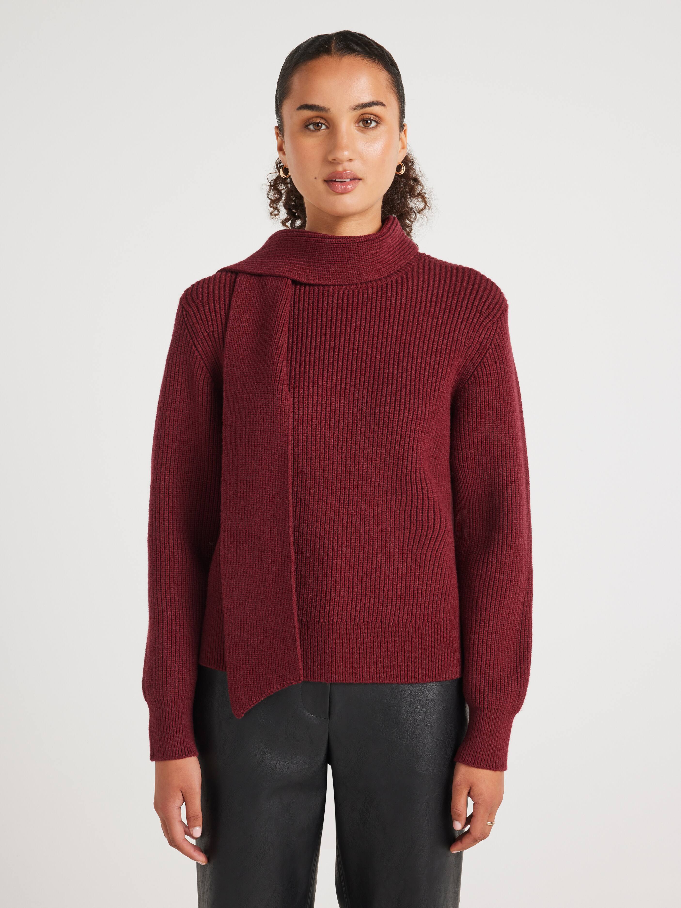 Kayleen Scarf Neck Tie Long Sleeve Knit