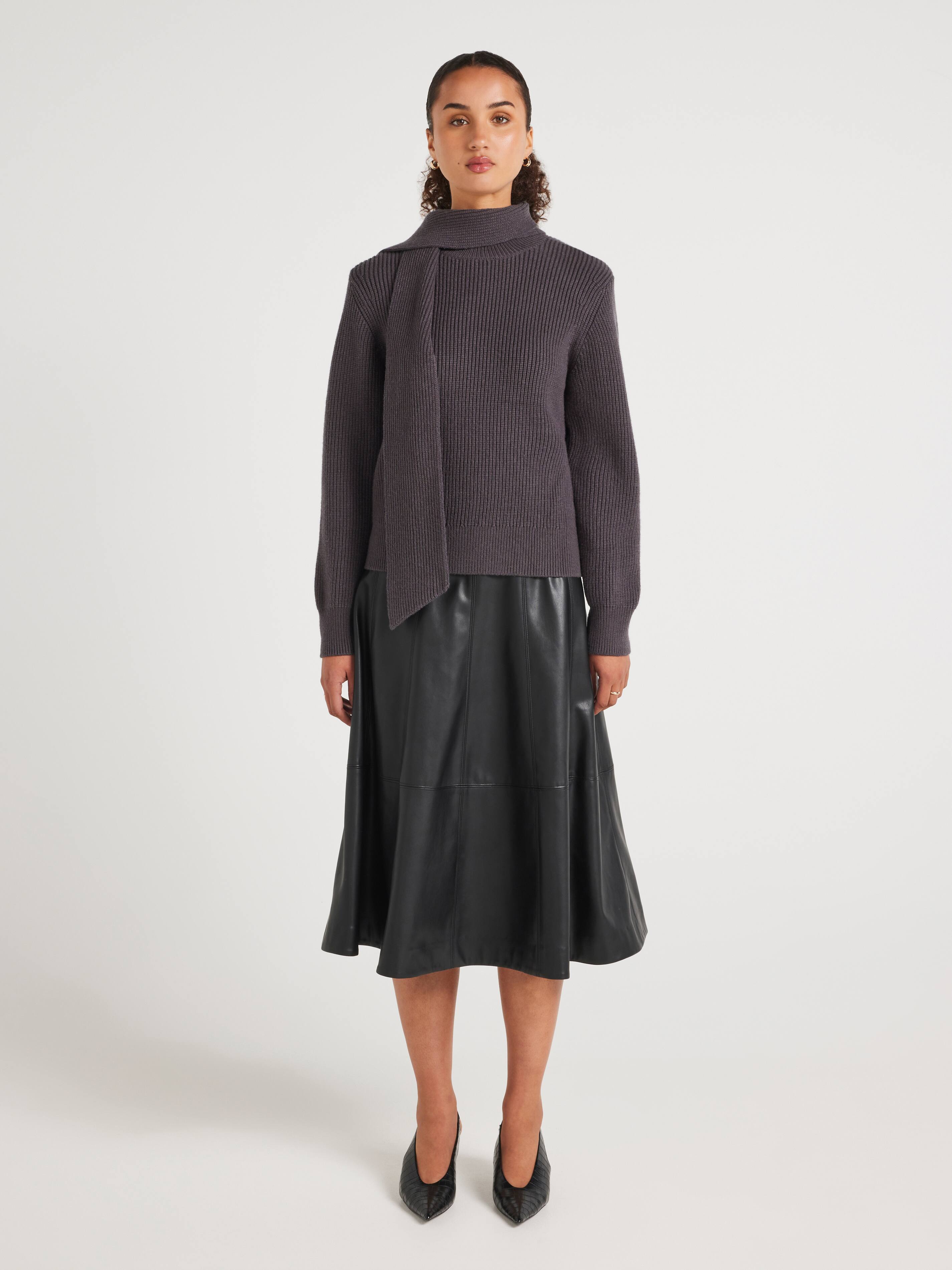 Kayleen Scarf Neck Tie Long Sleeve Knit