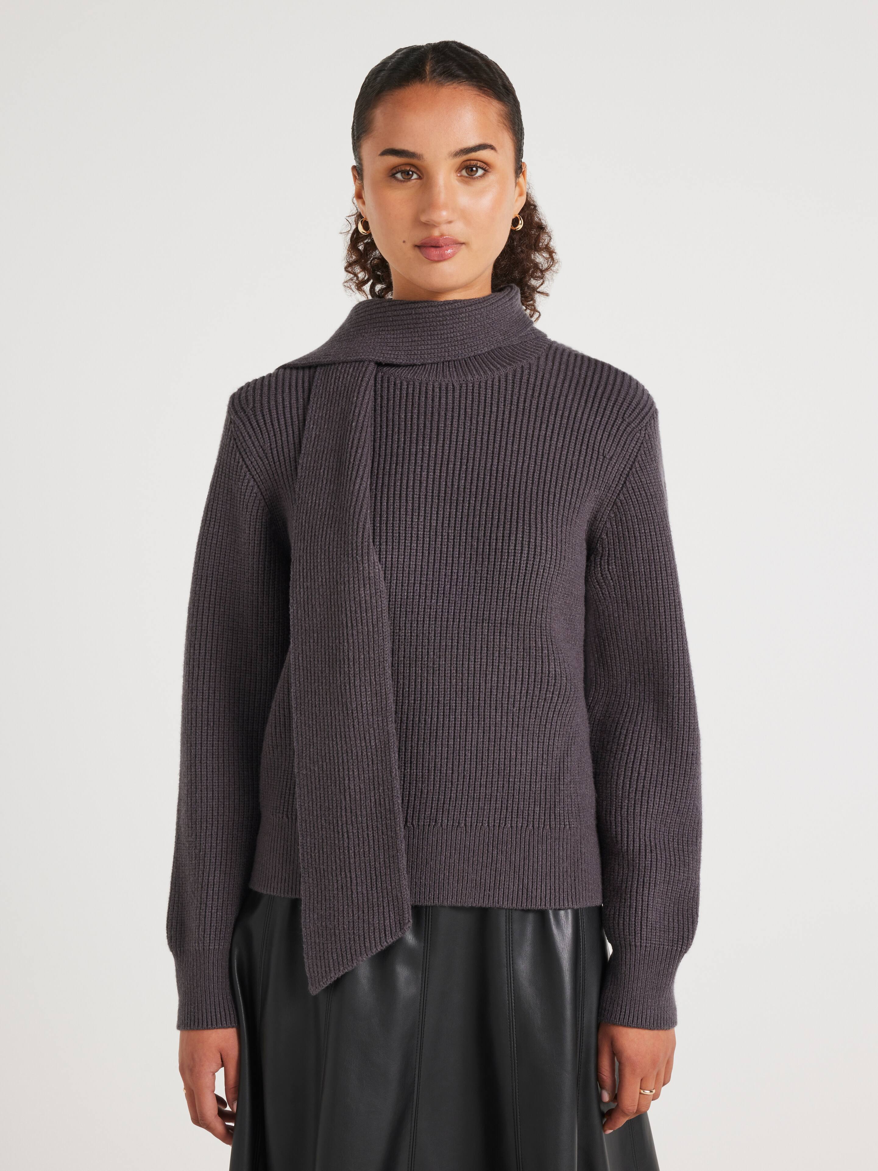 Kayleen Scarf Neck Tie Long Sleeve Knit