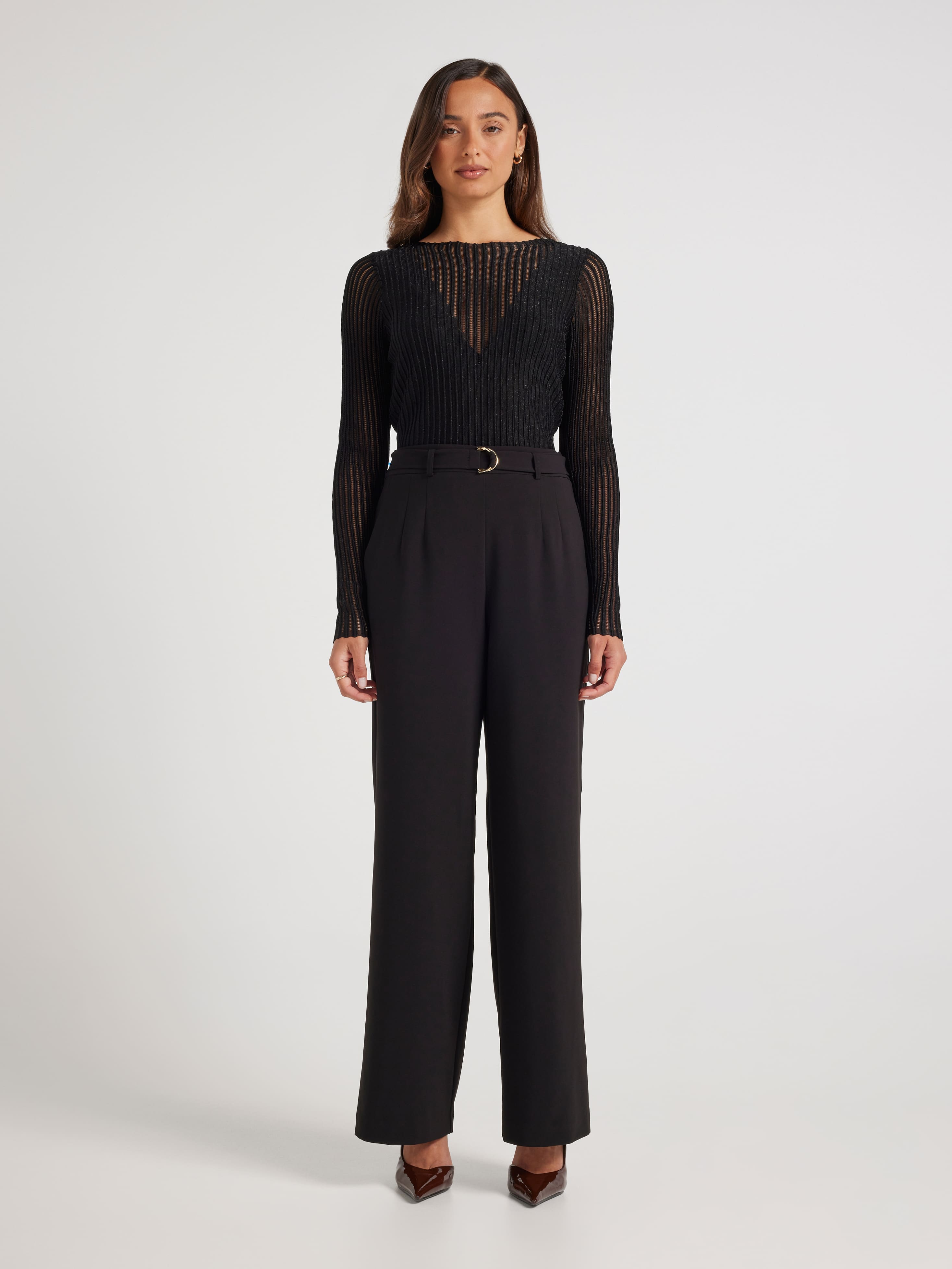 Tabitha Lurex Sheer Long Sleeve Knit