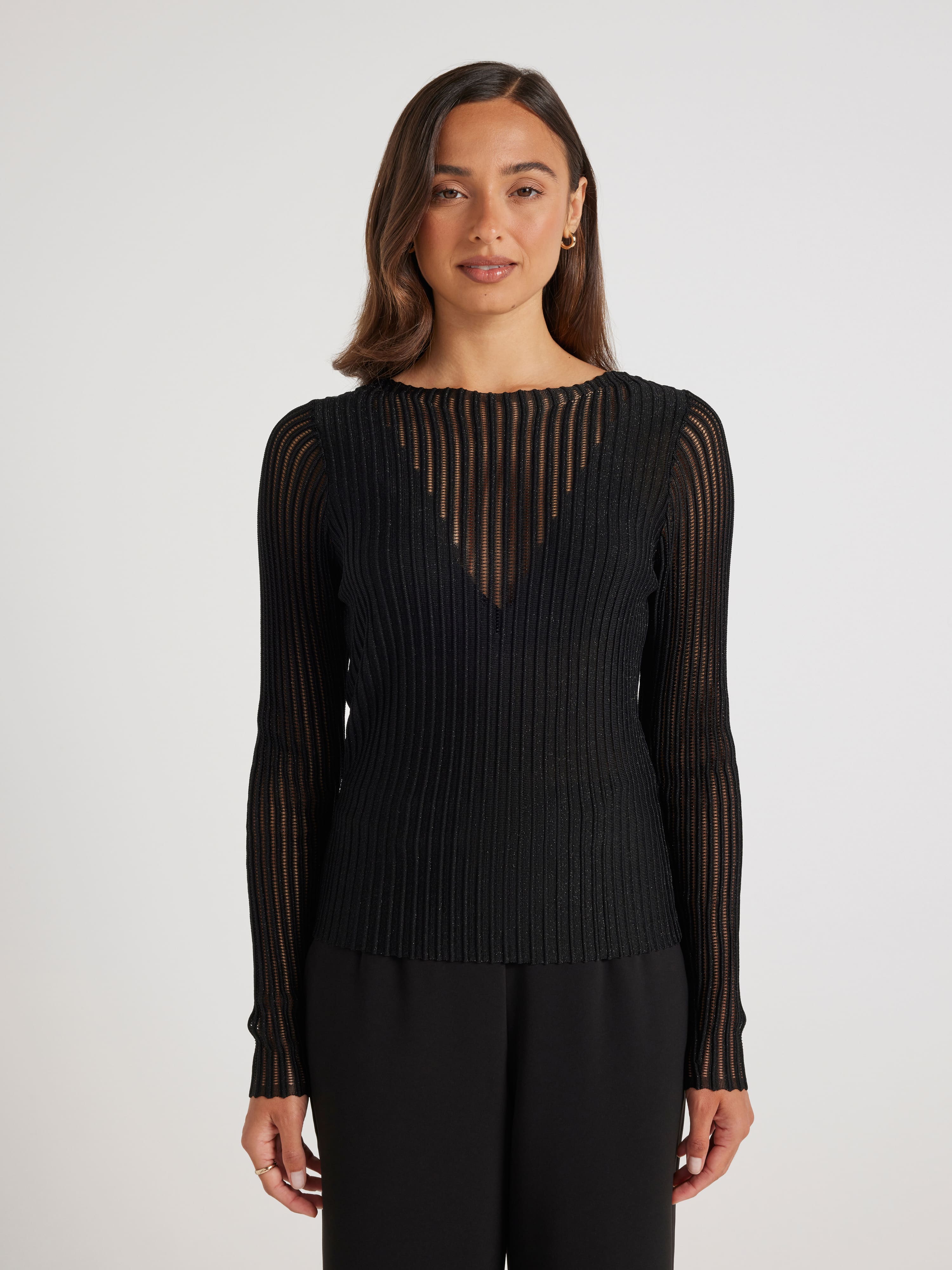 Tabitha Lurex Sheer Long Sleeve Knit