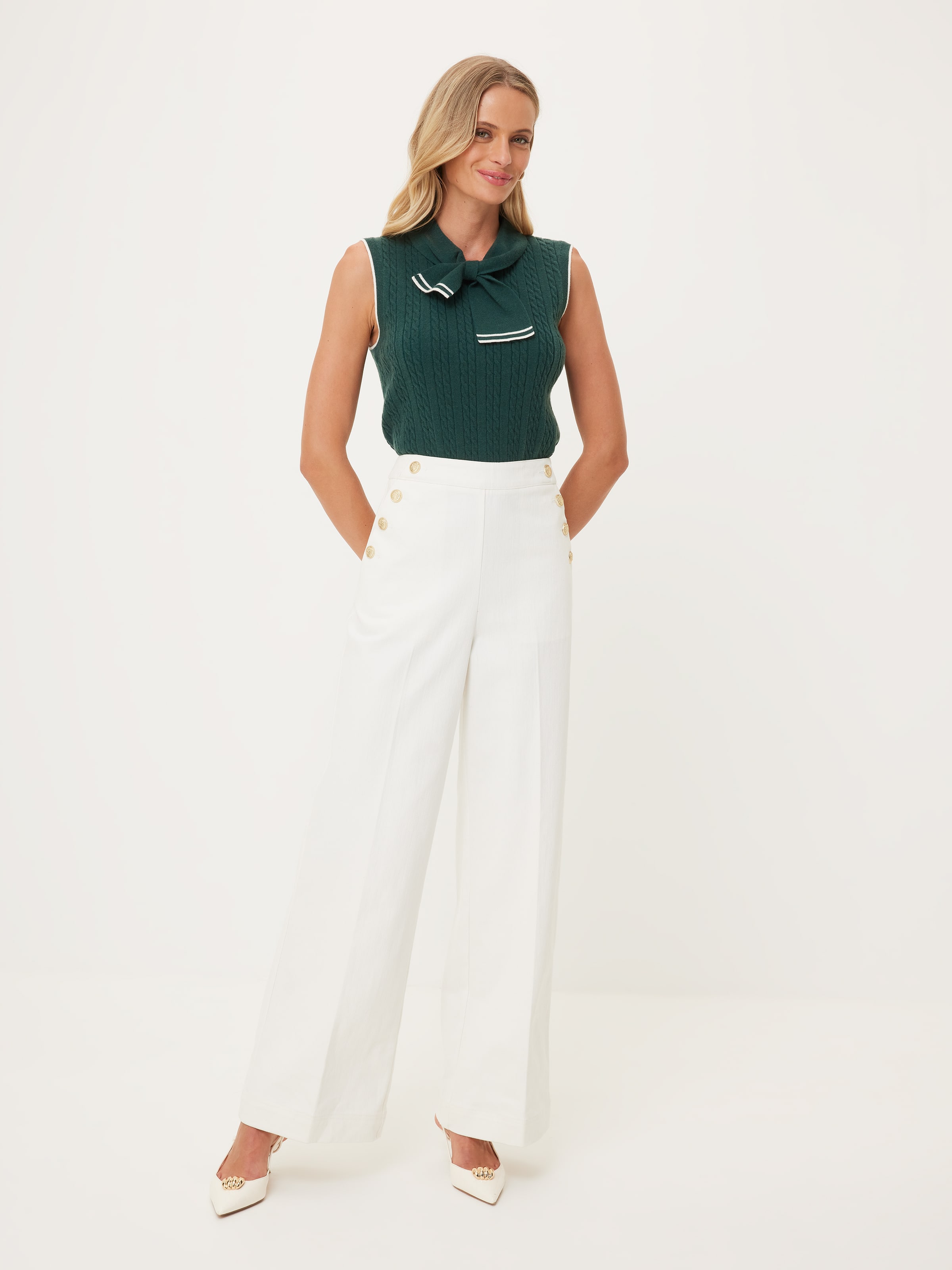 Anna Neck Tie Tipped Slvless