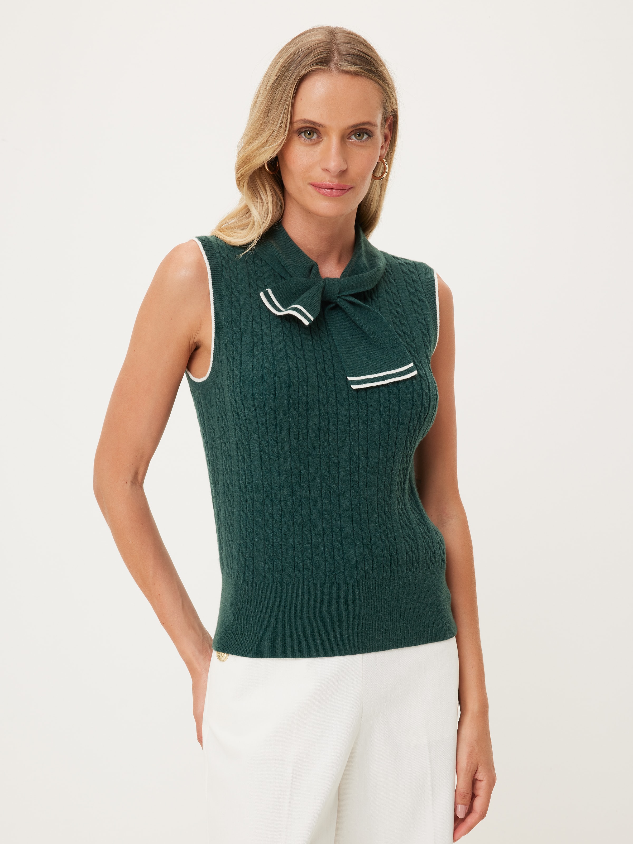 Anna Neck Tie Tipped Slvless