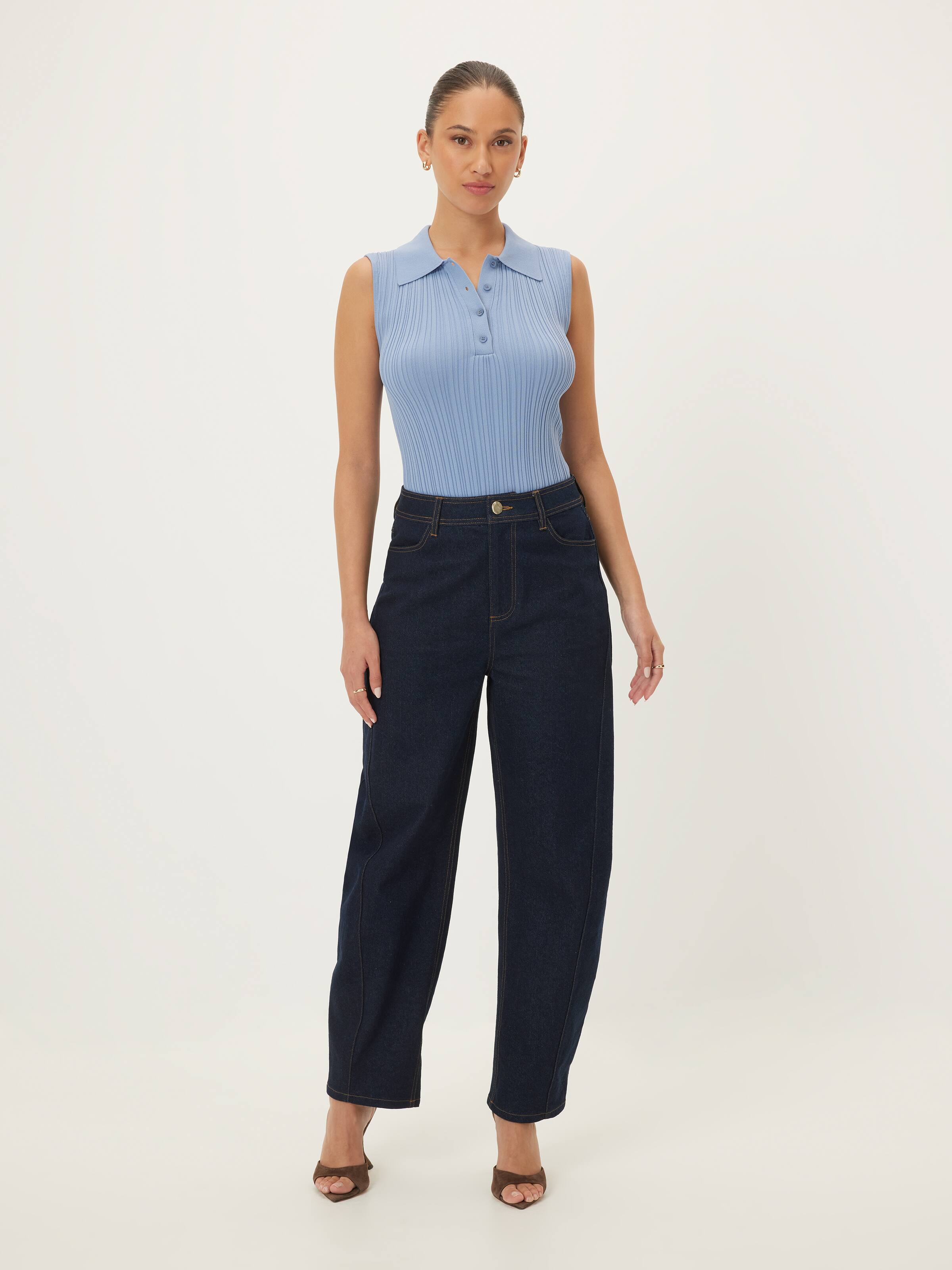 Indi Collar Ribbed Sleveless Knit