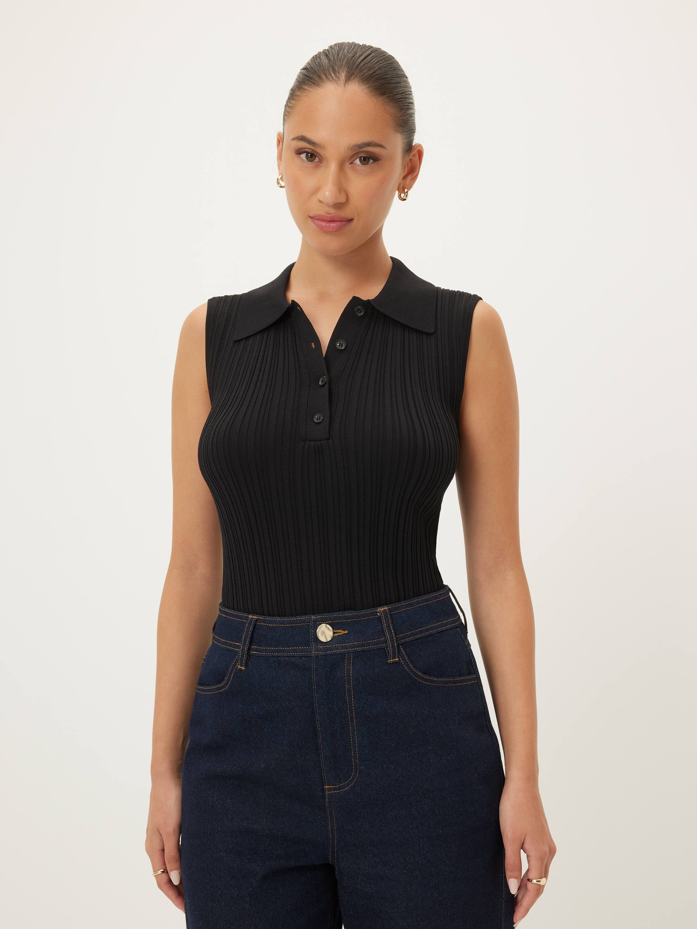 Indi Collar Ribbed Sleveless Knit