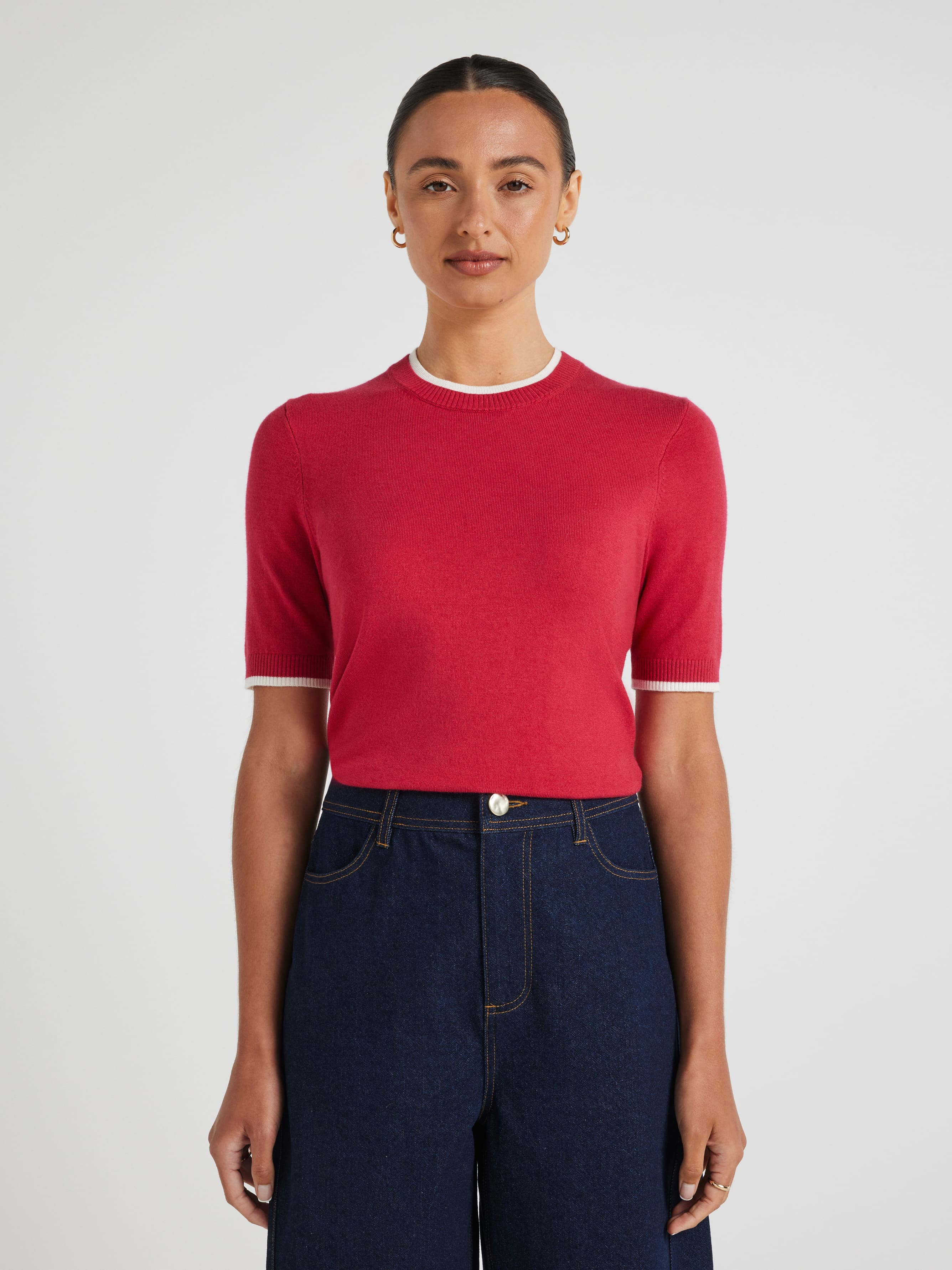 Mary Contrast Short Sleeve Knit