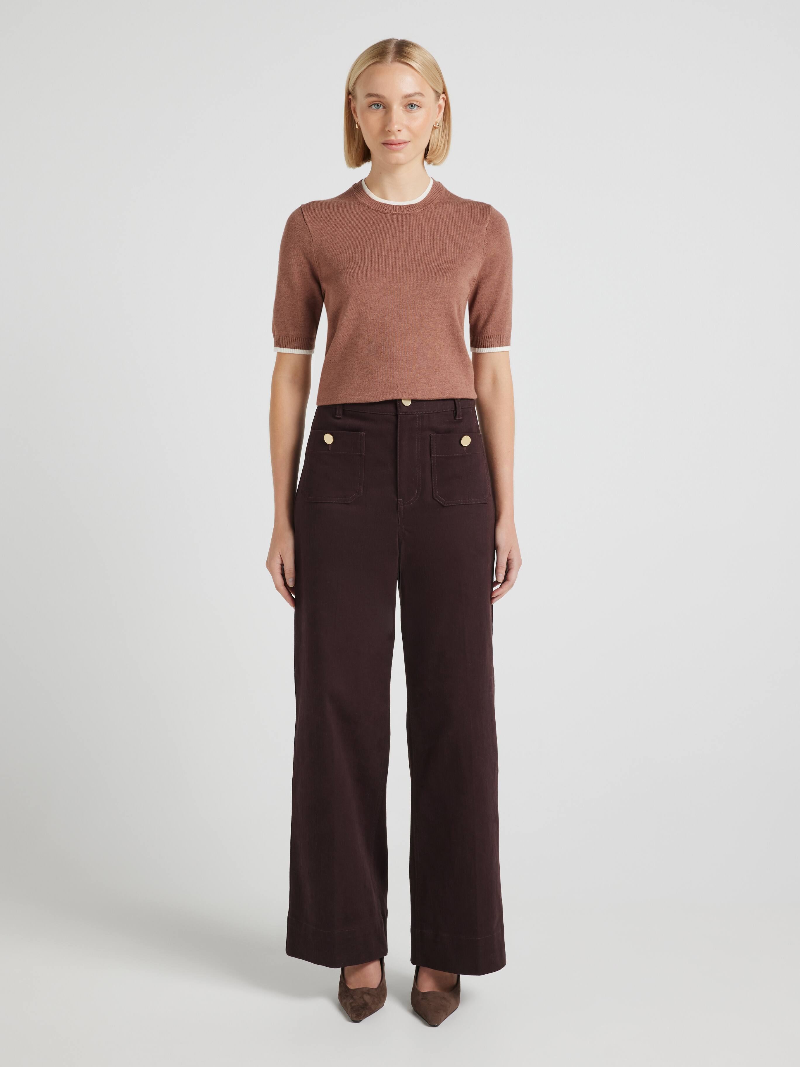 Mary Contrast Short Sleeve Knit