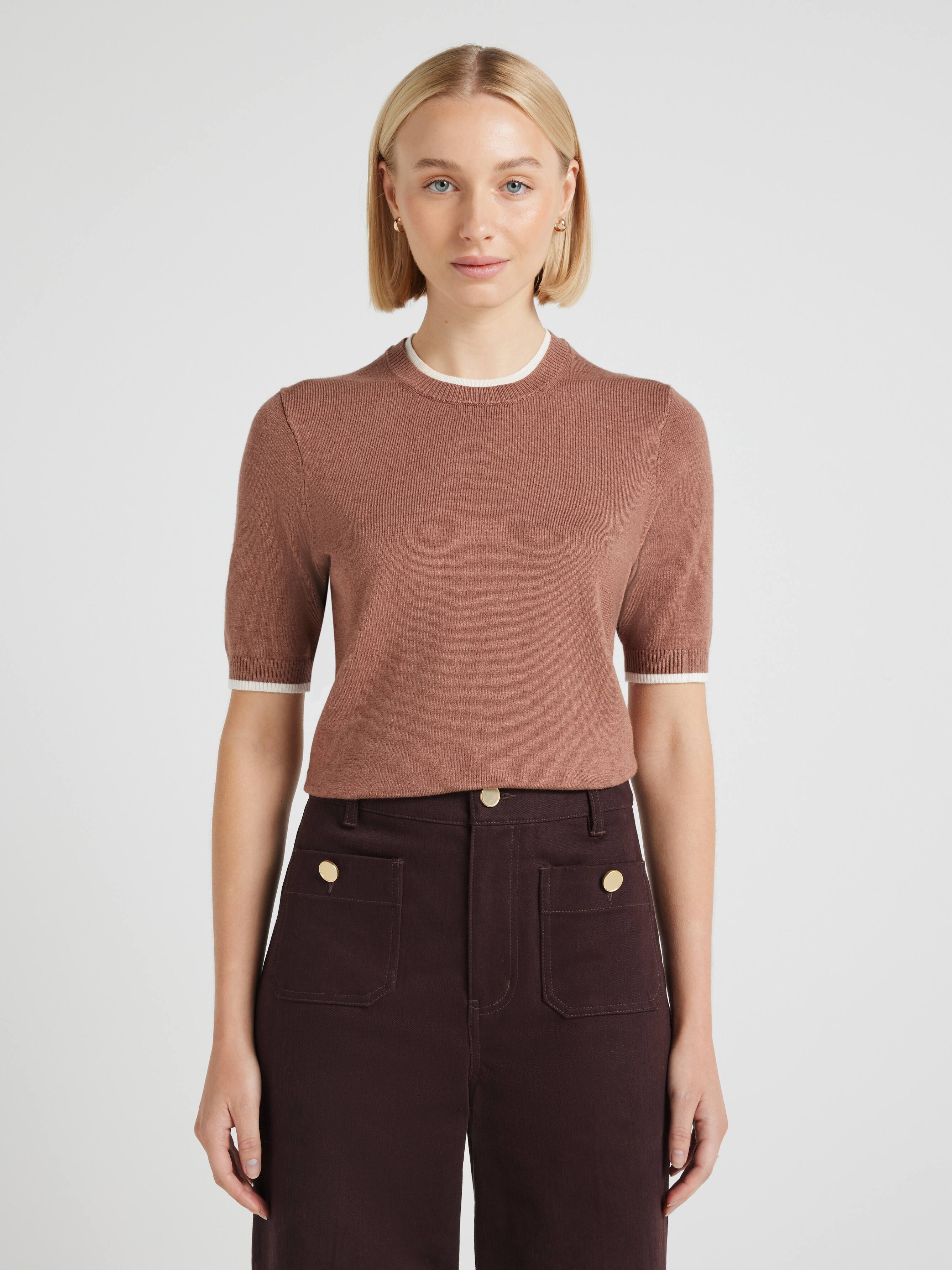 Mary Contrast Short Sleeve Knit