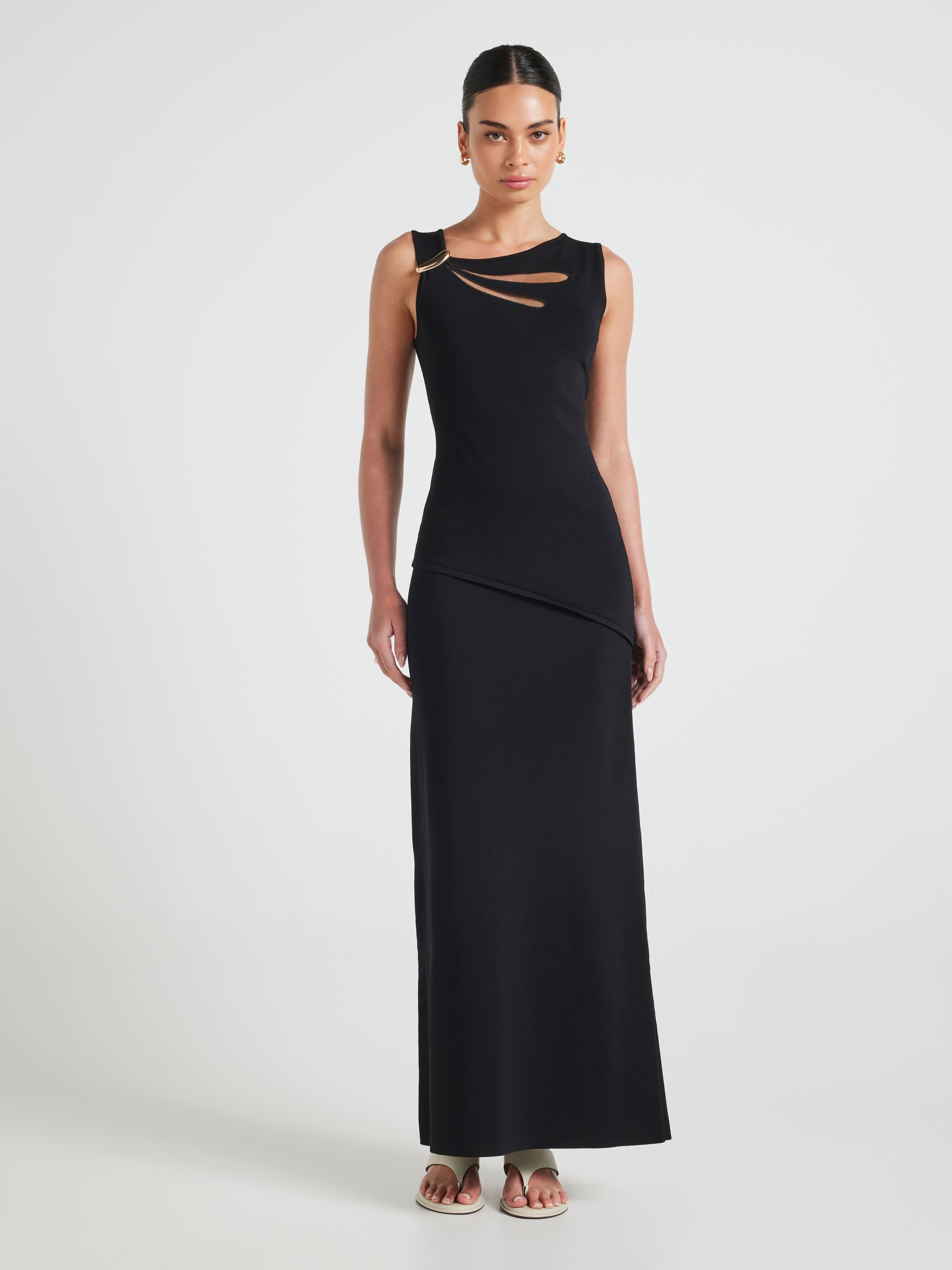 Mia Cut Out Sleeveless Asymmetrical Knit