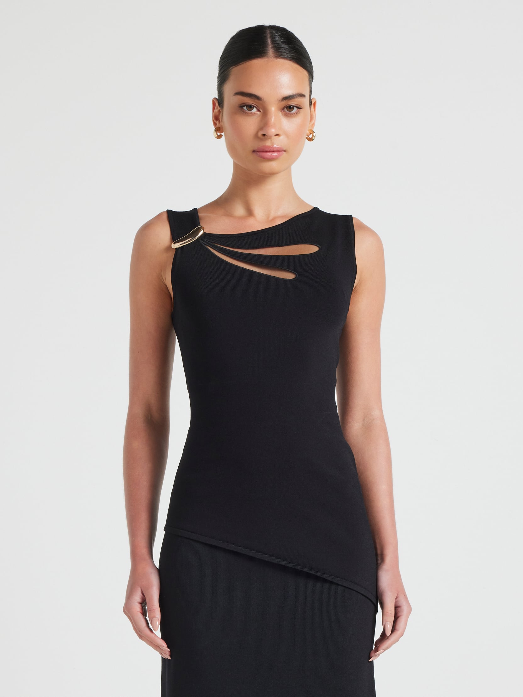 Mia Cut Out Sleeveless Asymmetrical Knit