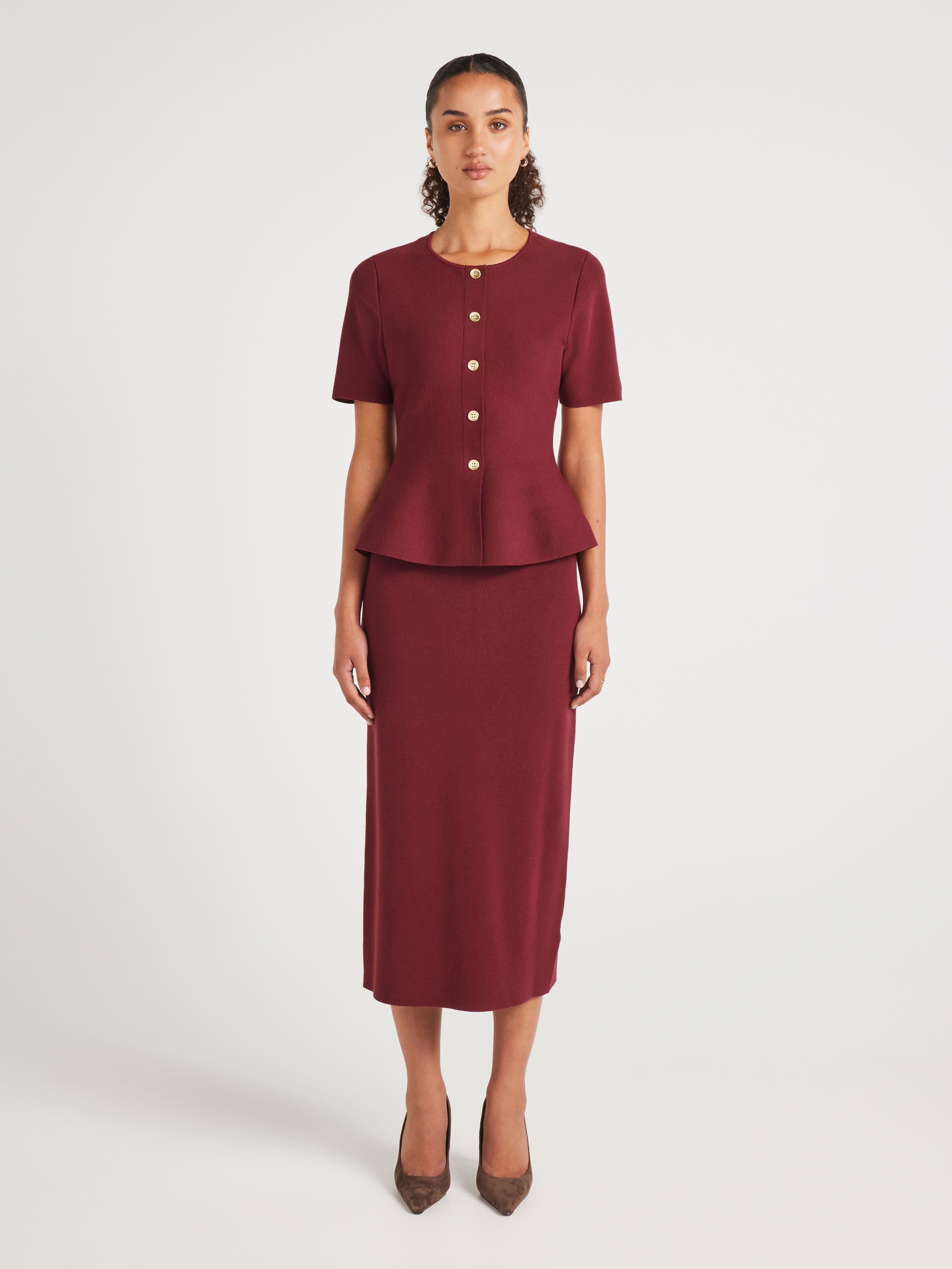 Britney Peplum Short Sleeve Knit