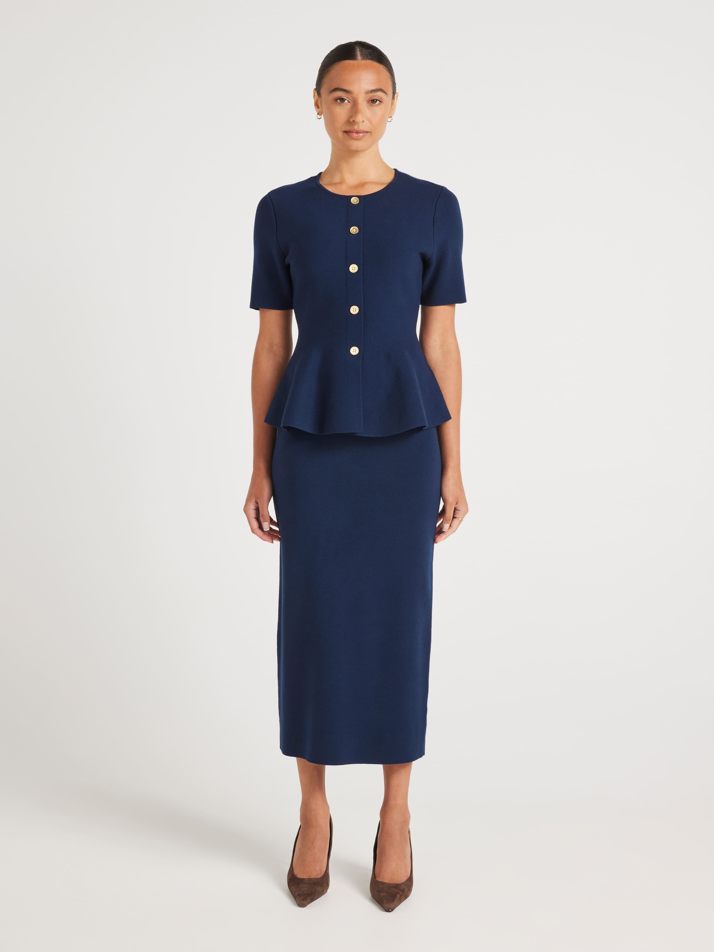 Britney Peplum Short Sleeve Knit