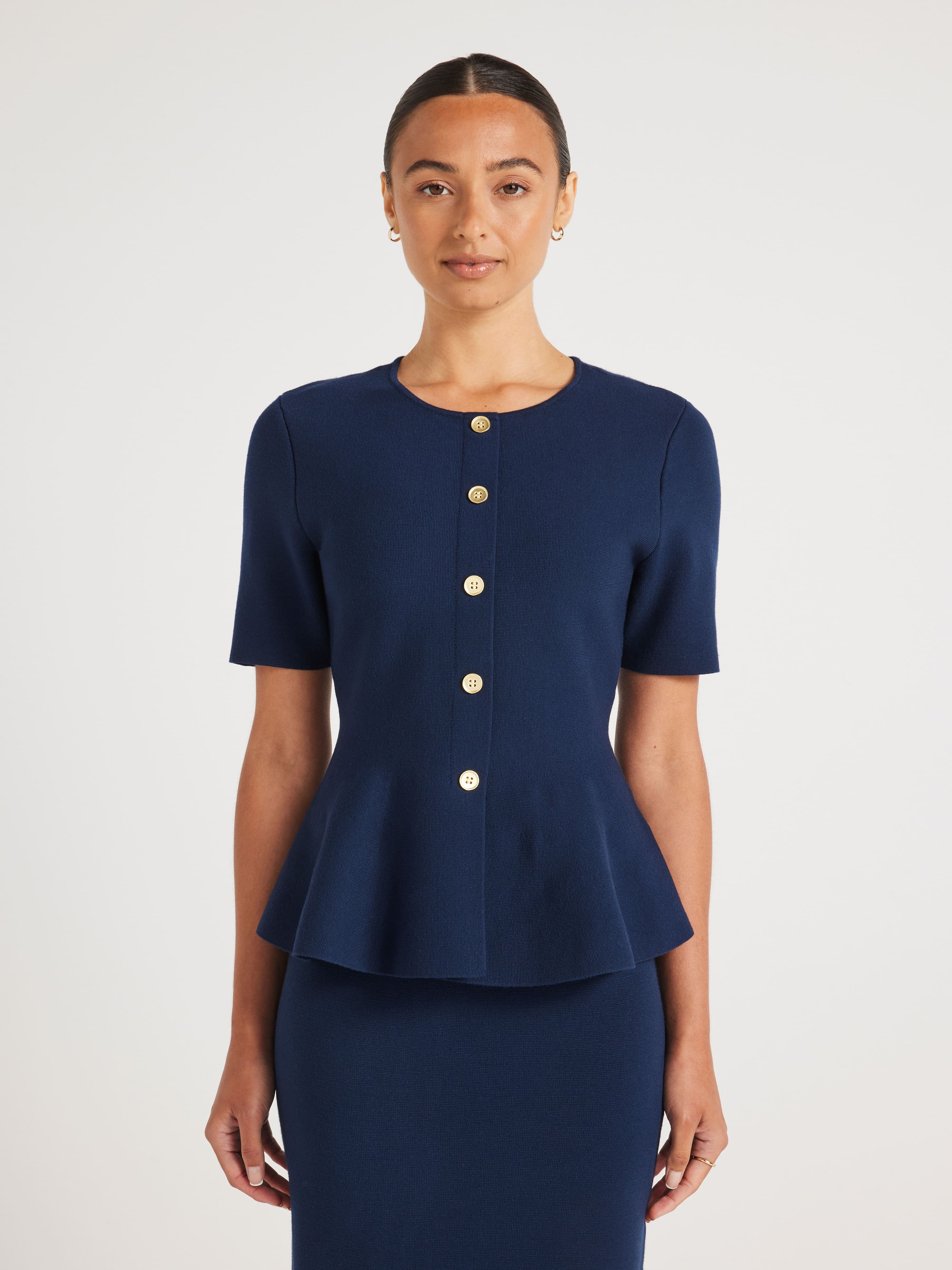 Britney Peplum Short Sleeve Knit