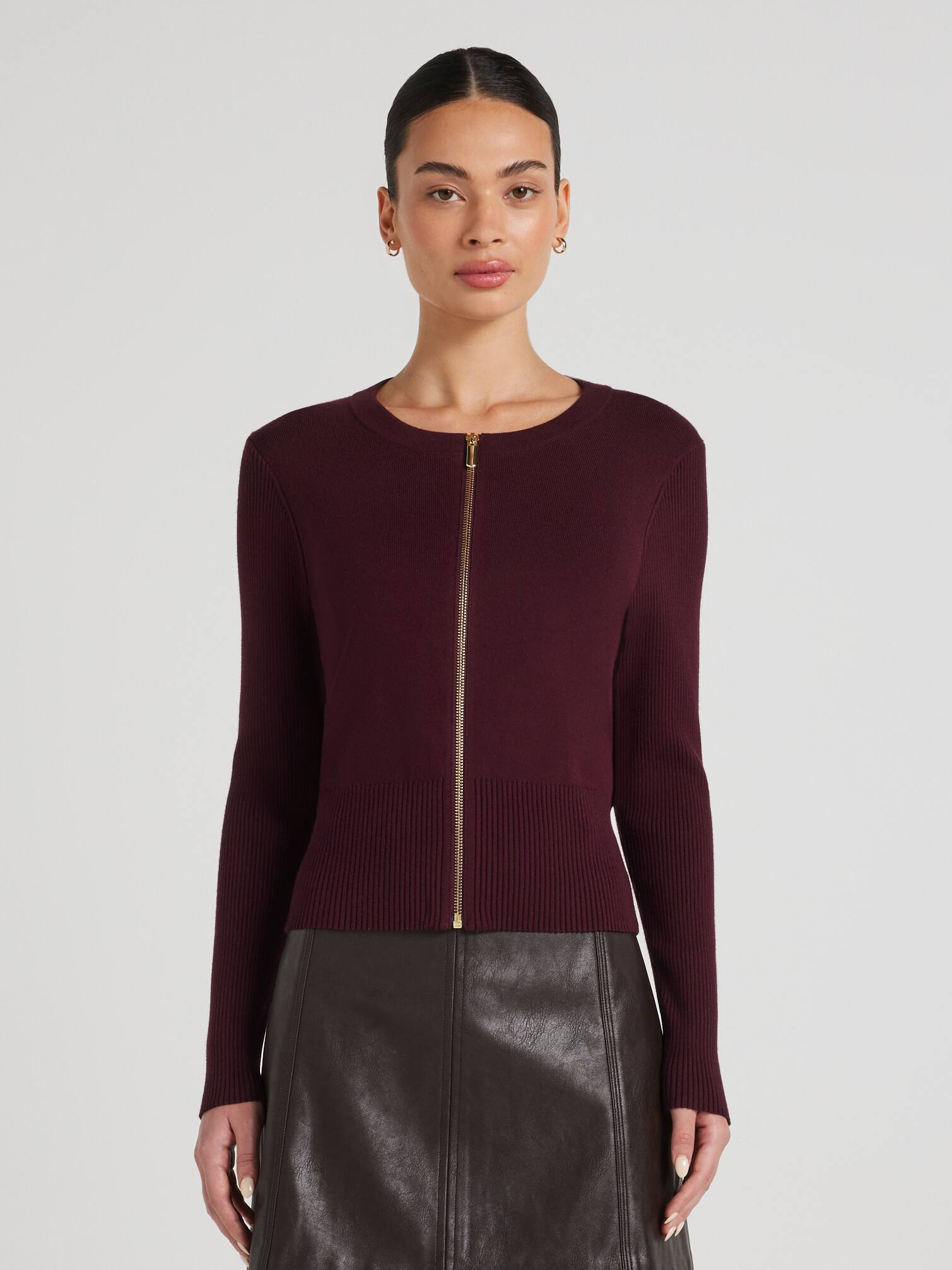 Lily Ribbed Zip Through Cardi