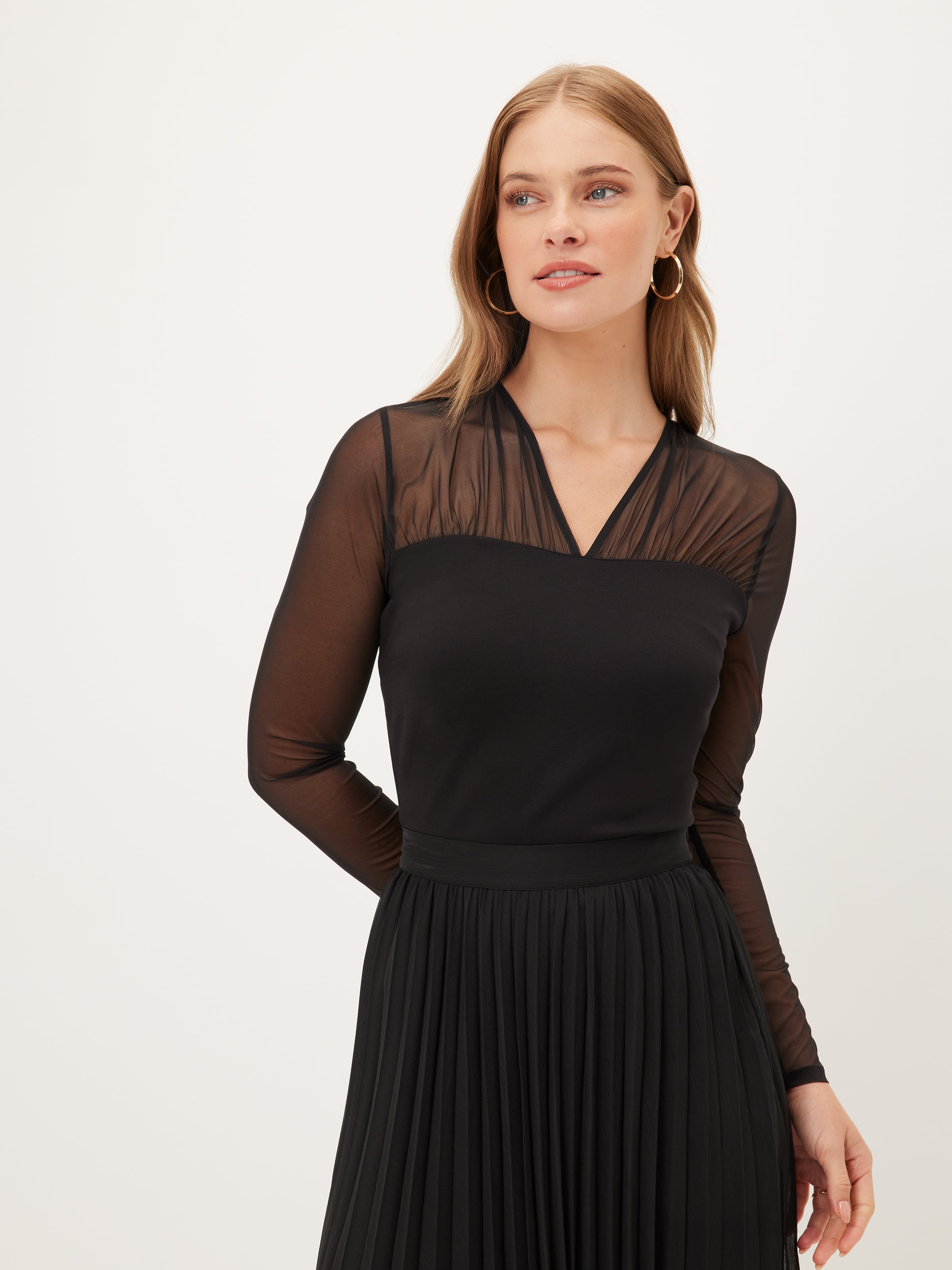 Monique Sheer Sleeve Ponte Top