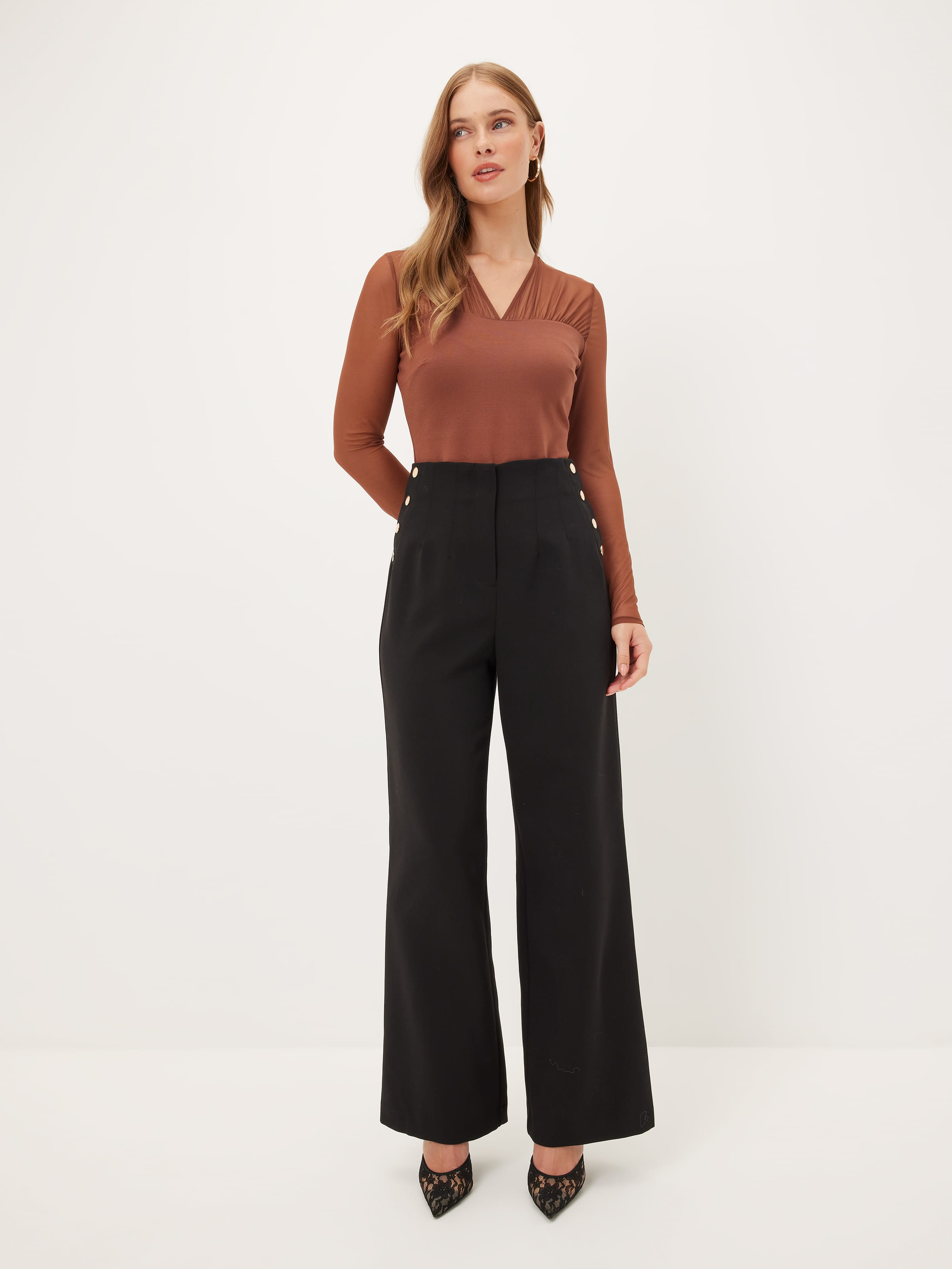 Monique Sheer Sleeve Ponte Top