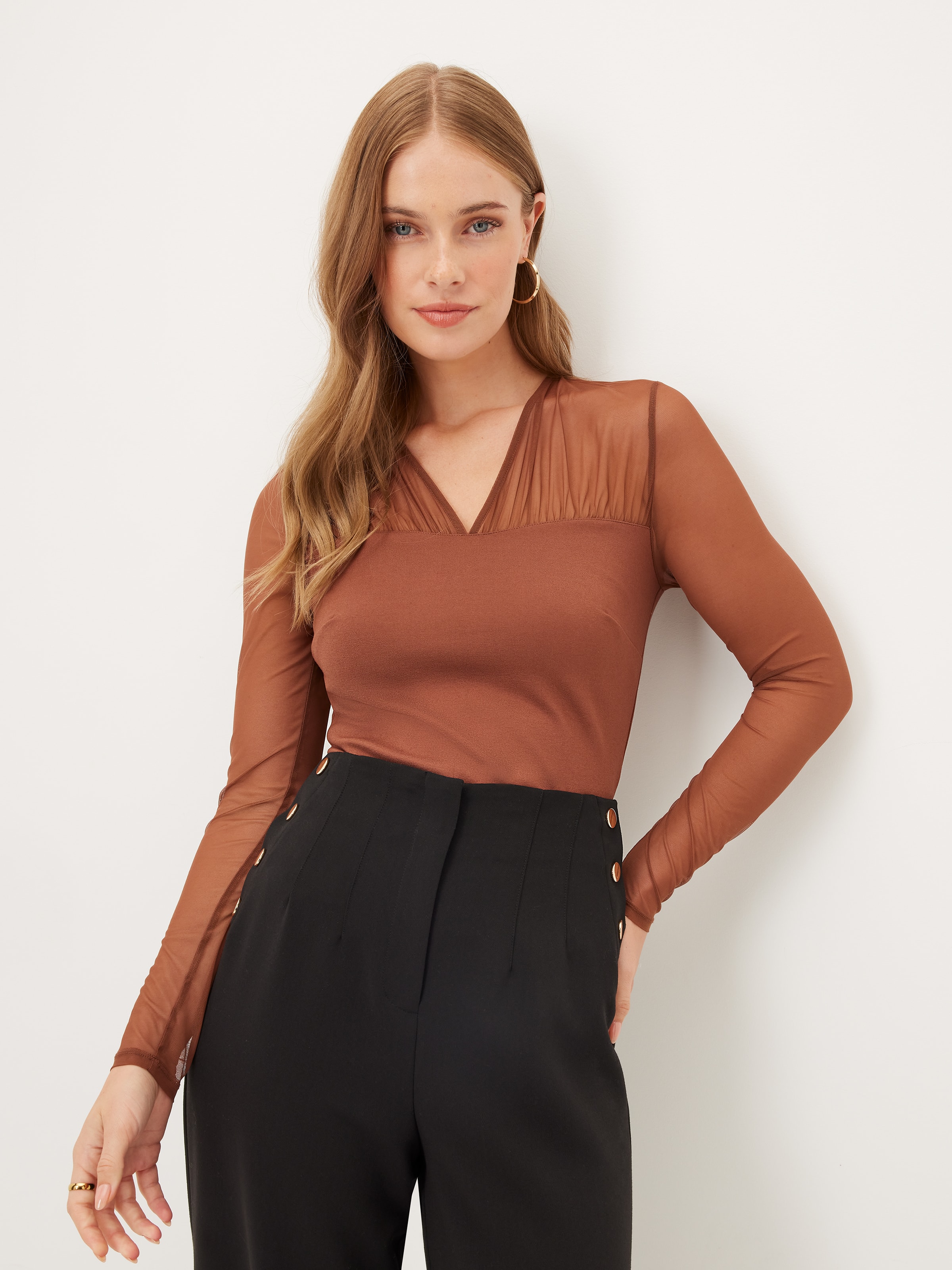 Monique Sheer Sleeve Ponte Top