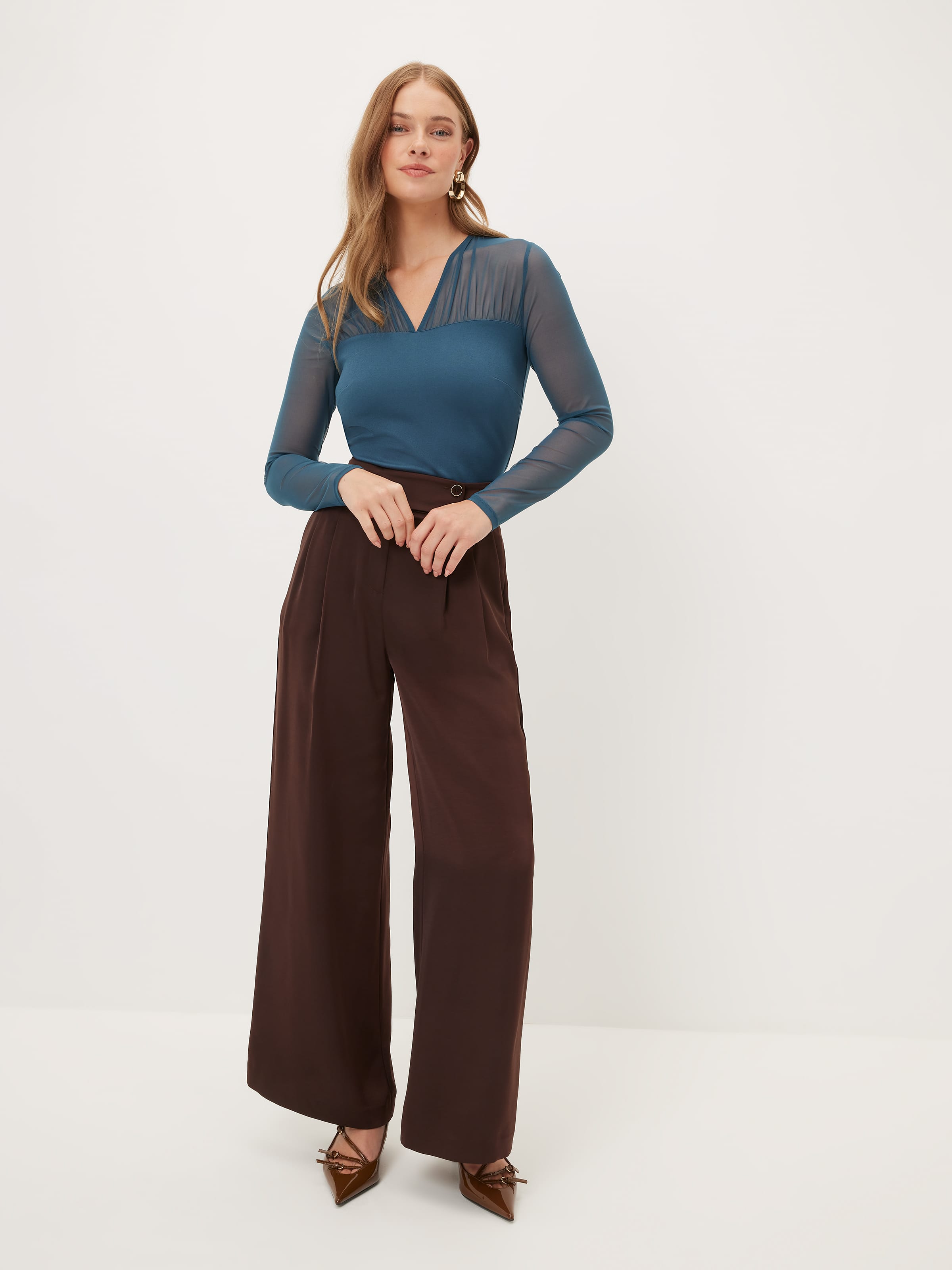Monique Sheer Sleeve Ponte Top