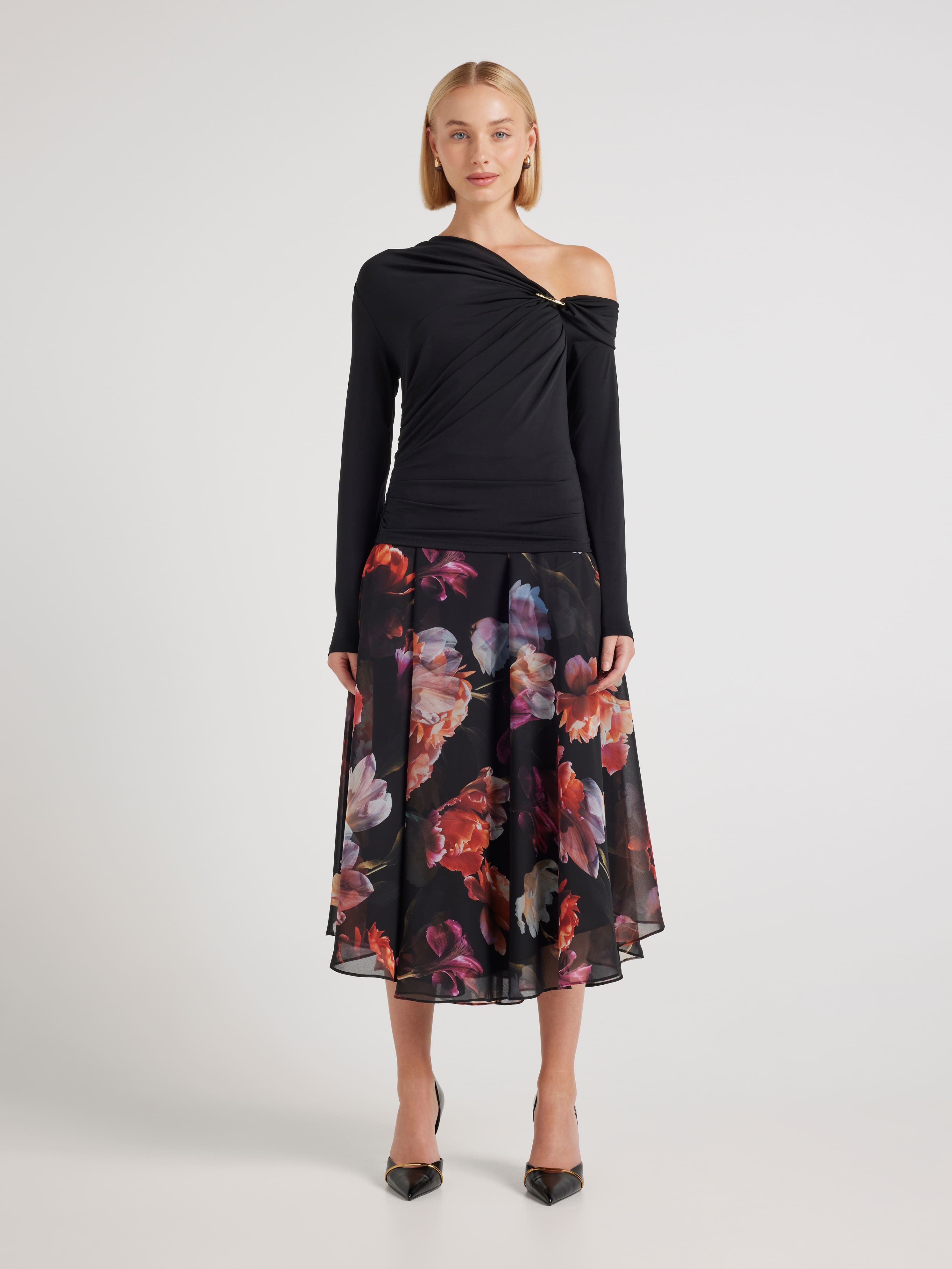 Codi Tipped Shoulder Long Sleeve Top
