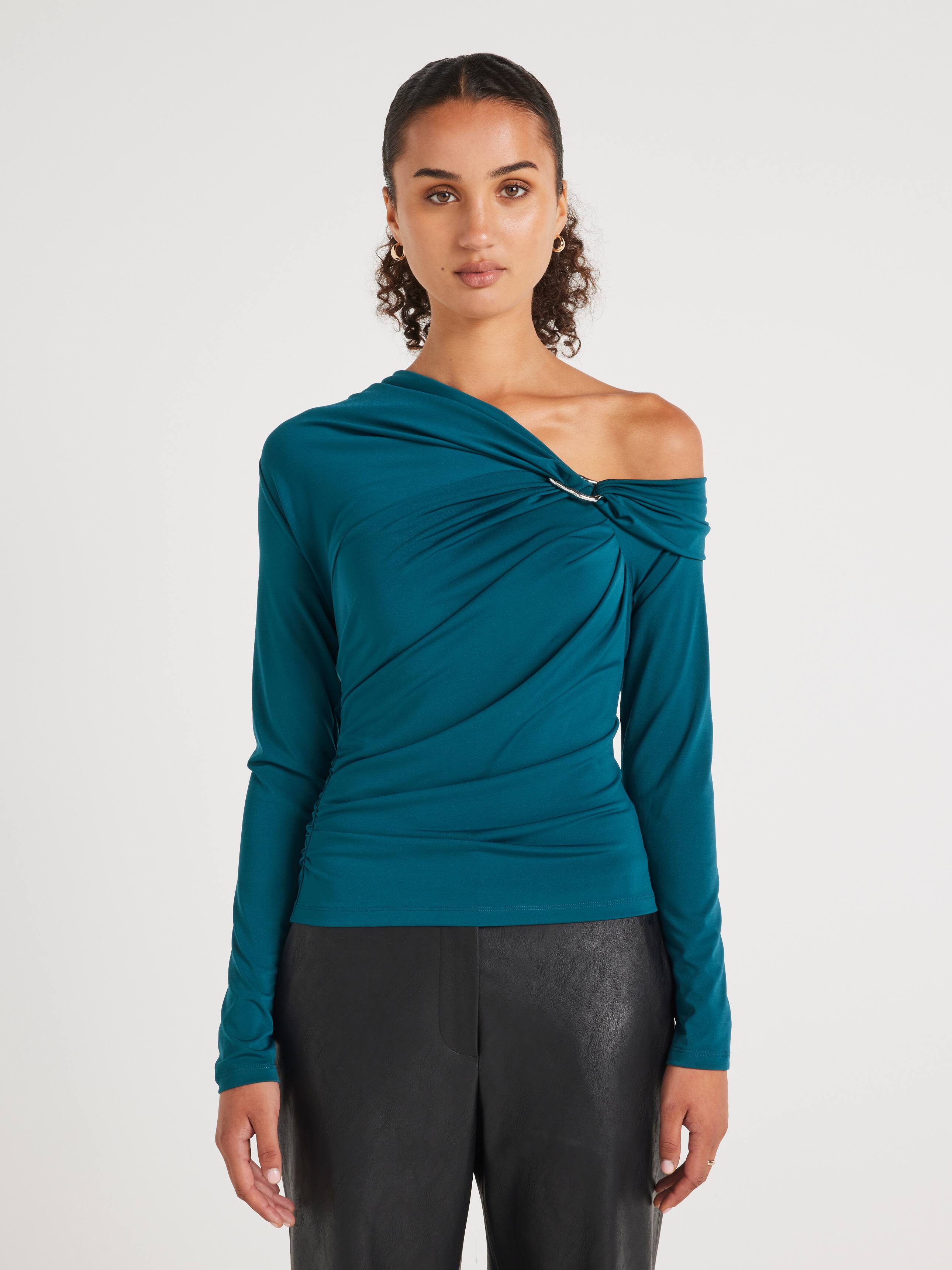Codi Tipped Shoulder Knit Top