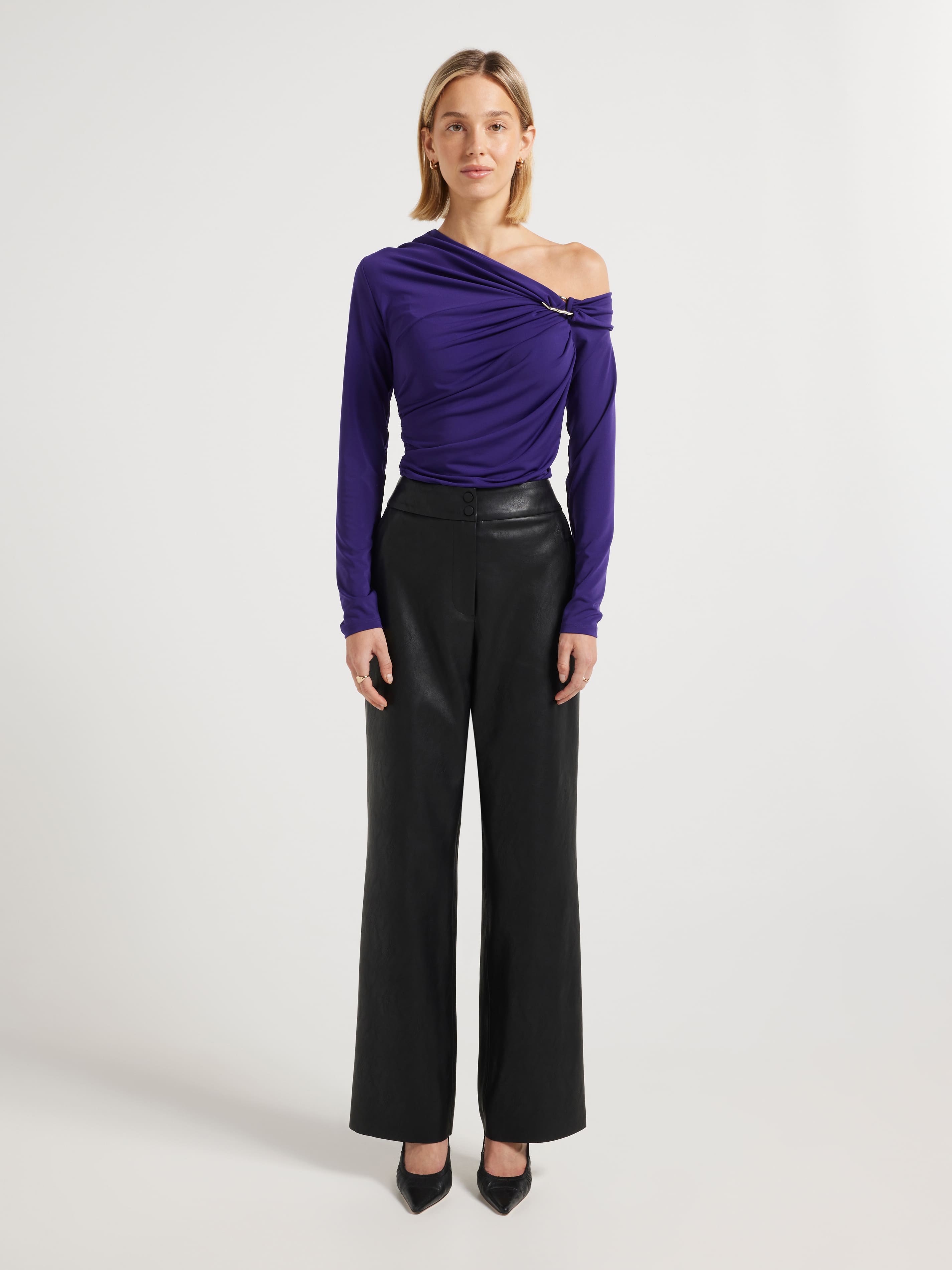 Codi Tipped Shoulder Knit Top