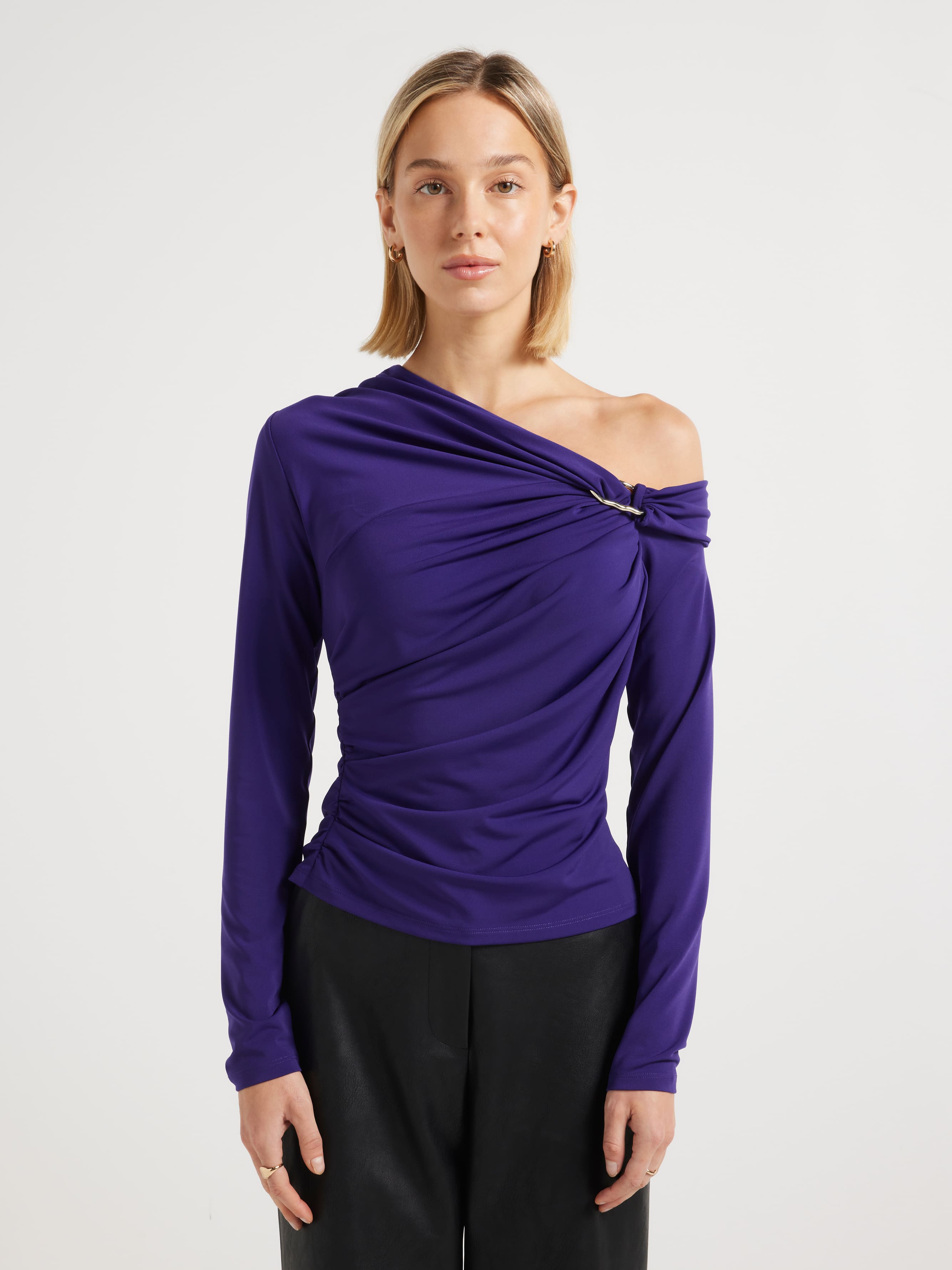Codi Tipped Shoulder Knit Top