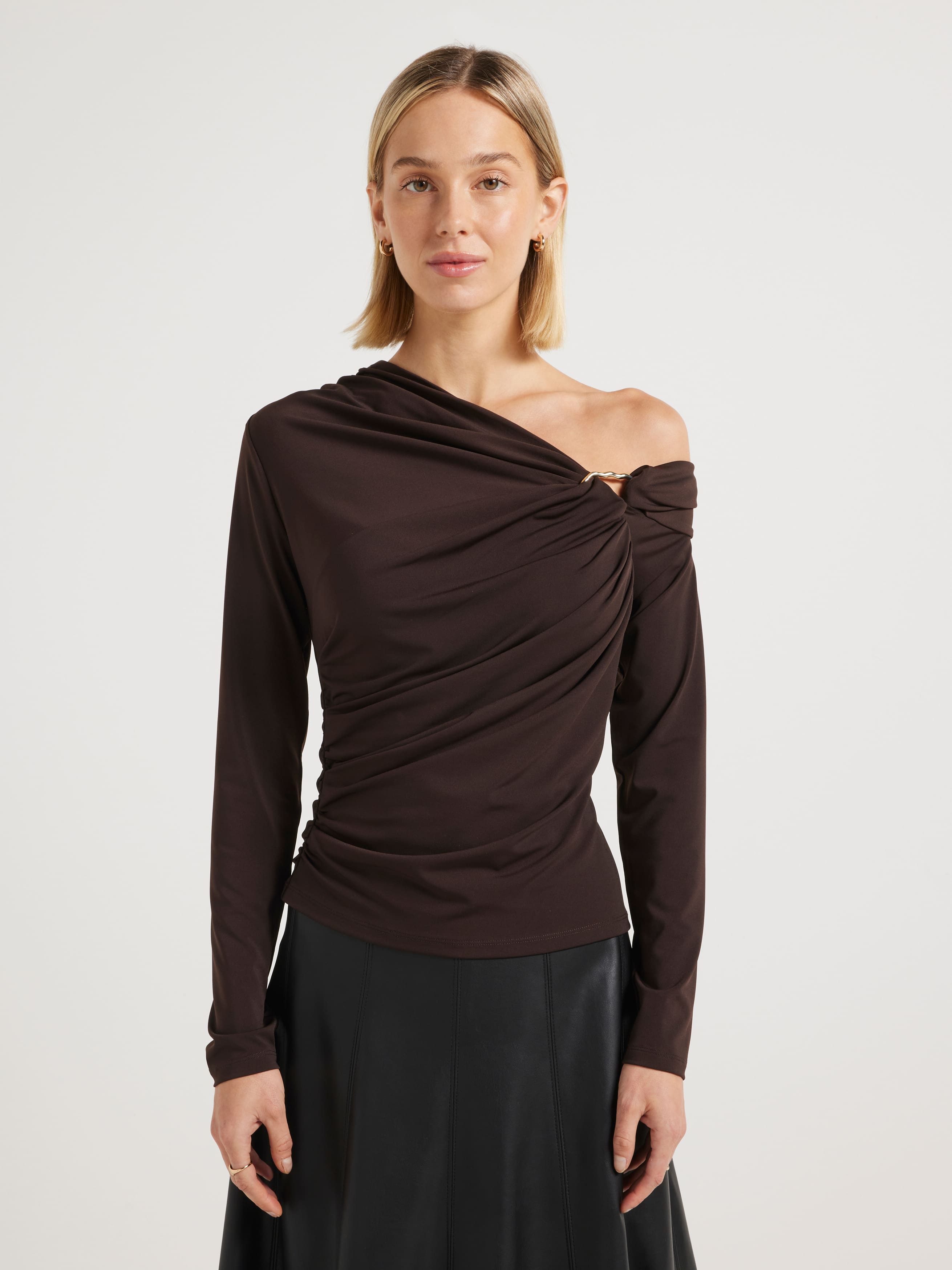 Codi Tipped Shoulder Knit Top