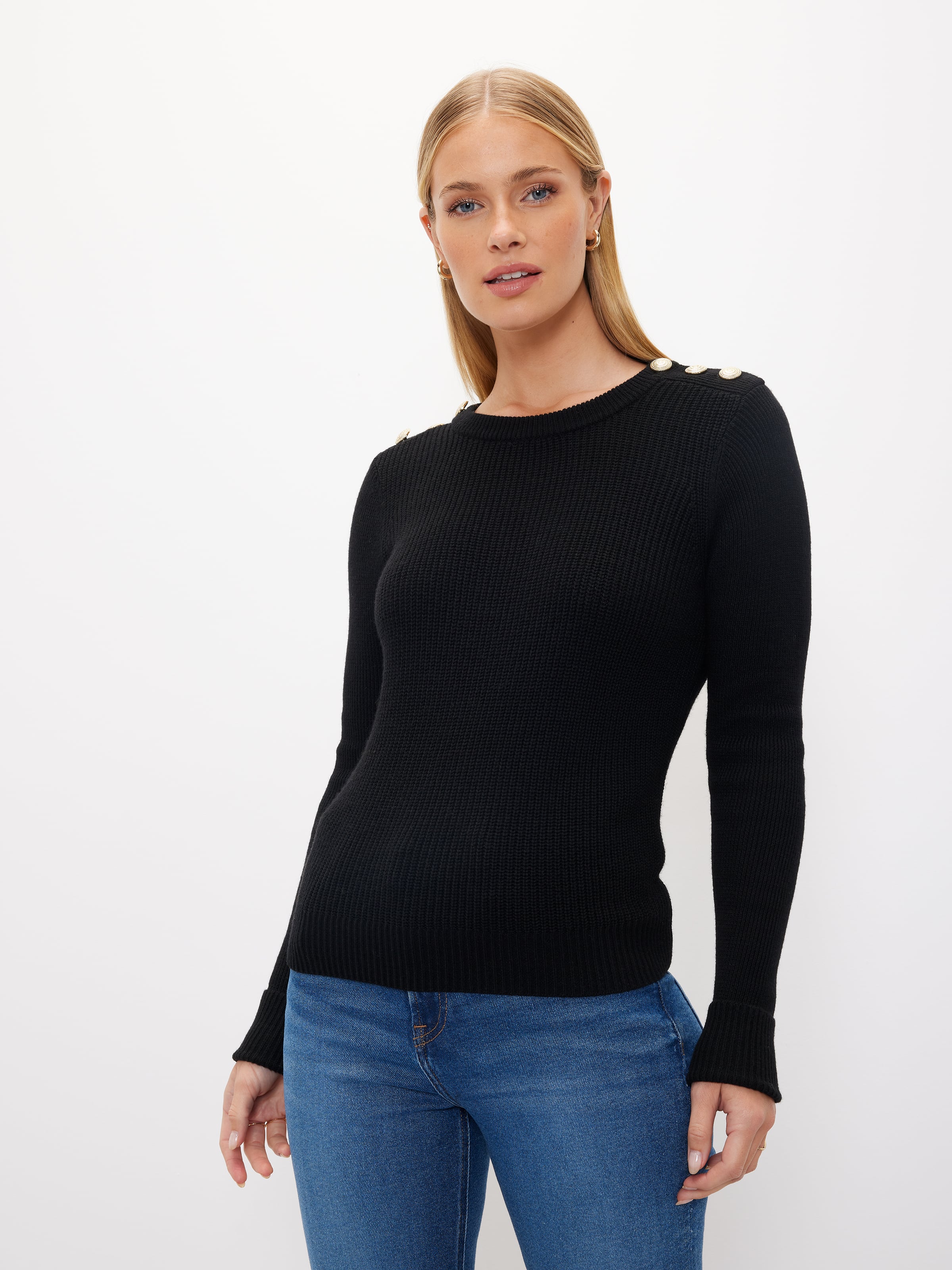 Gigi Button Crew Neck Knit