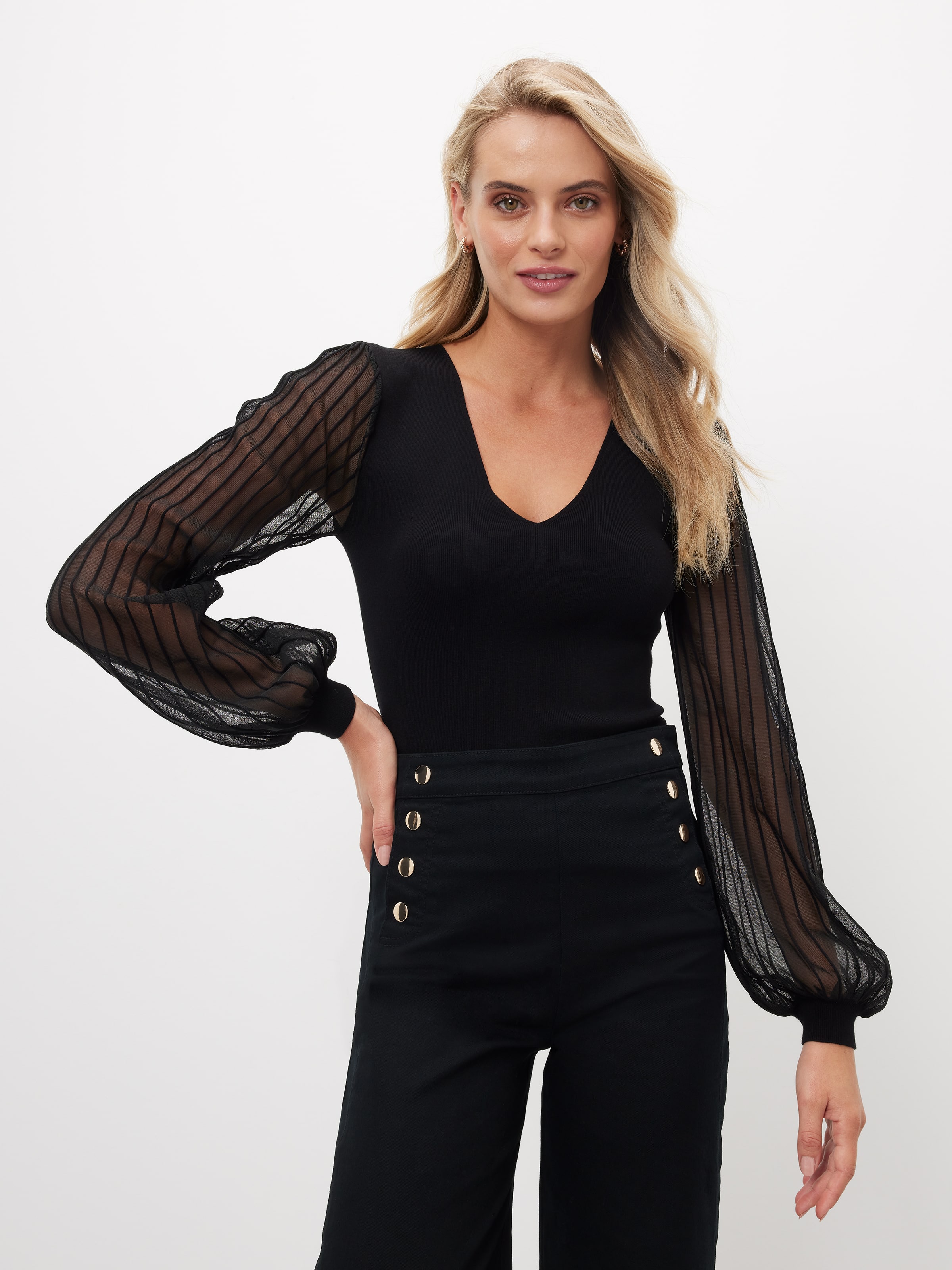 Bronte Sheer Sleeve Knit Top