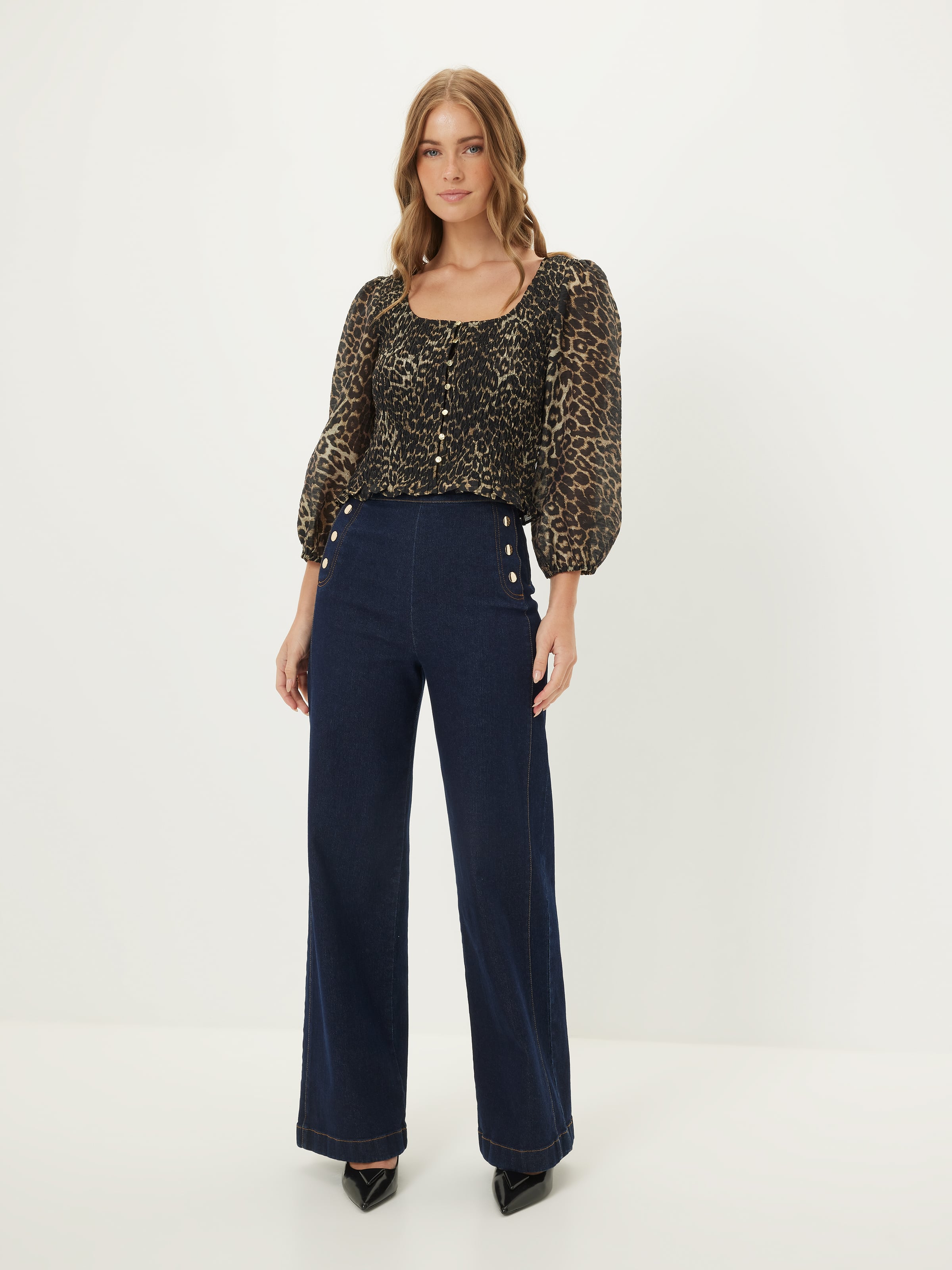 Shirley Shirred 3/4 Sleeve Top