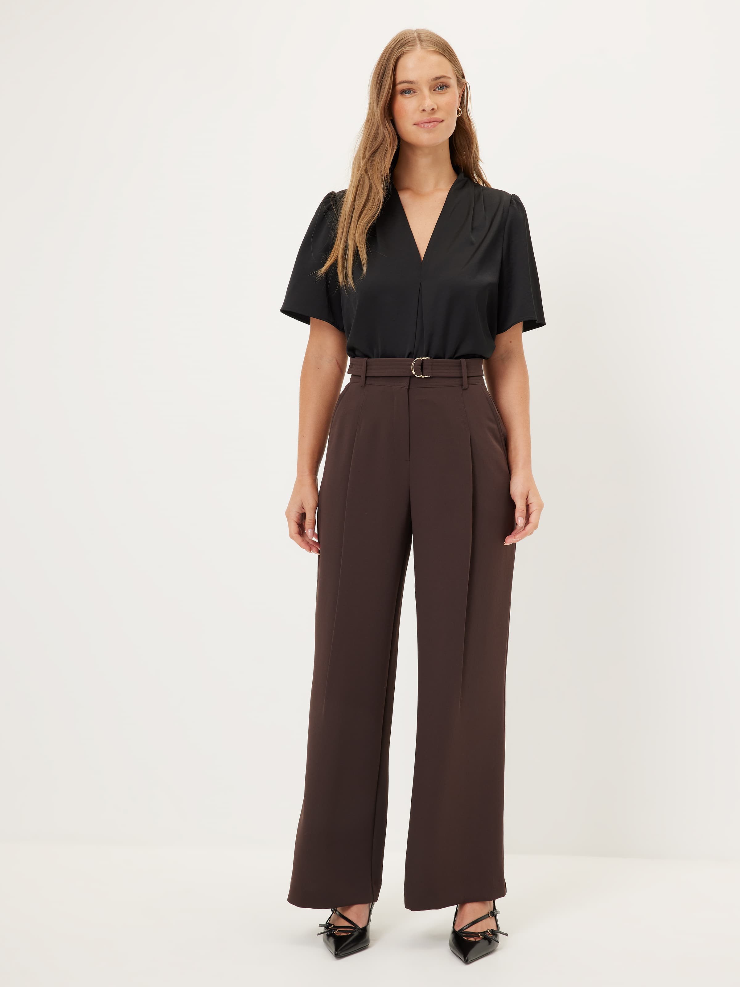 Shelley Satin V Neck Top