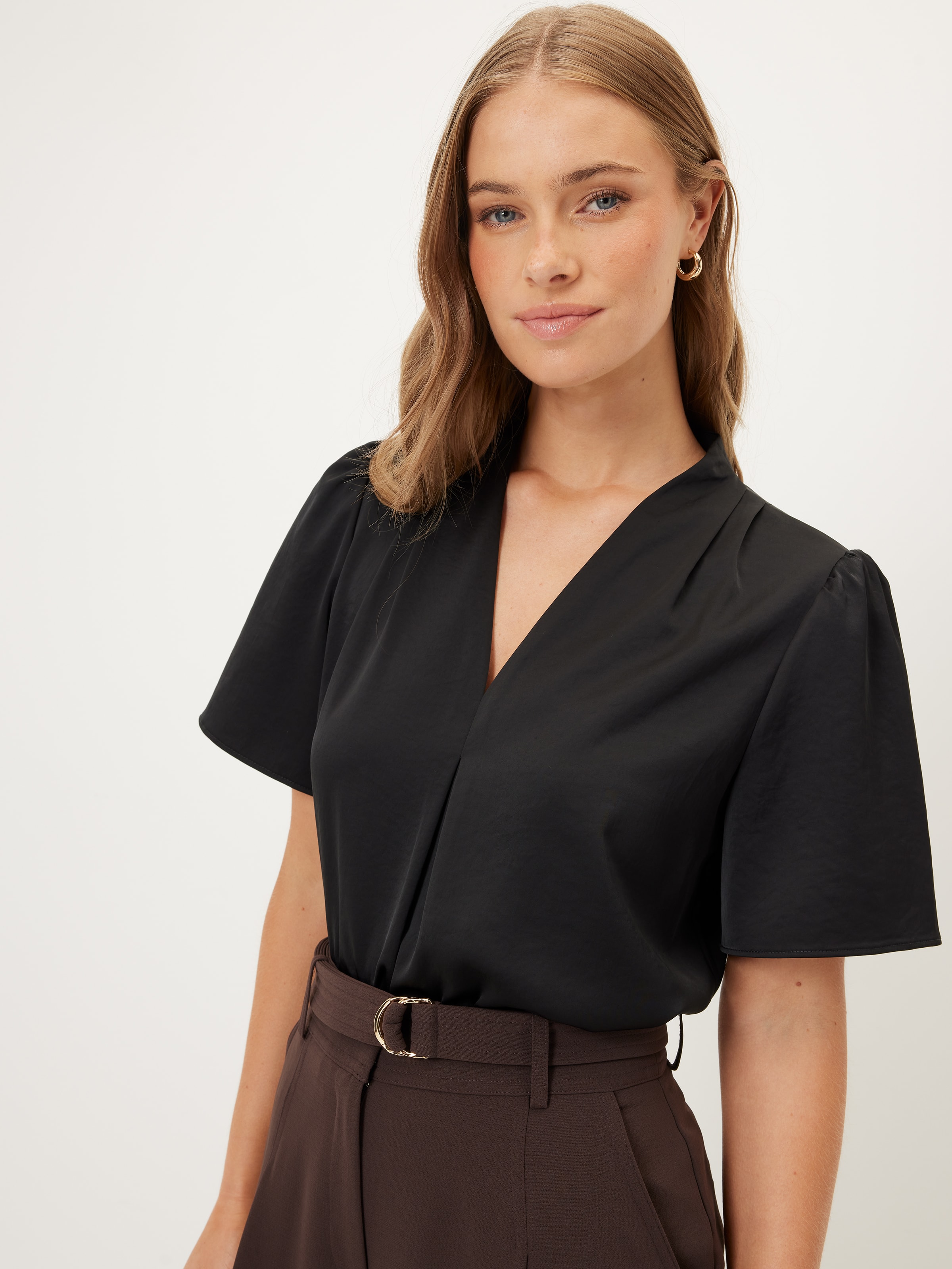 Shelley Satin V Neck Top