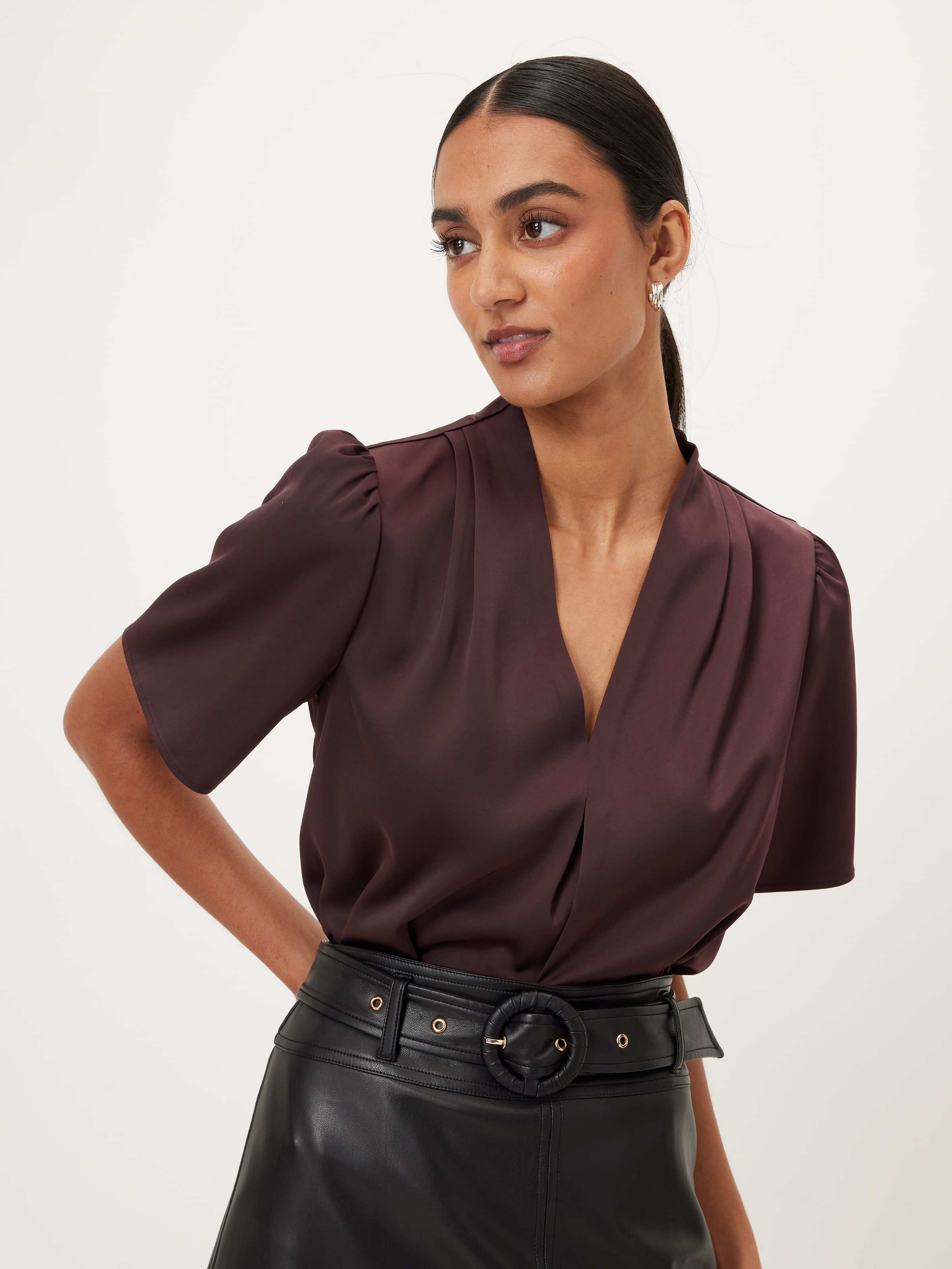 Shelley Satin V Neck Top